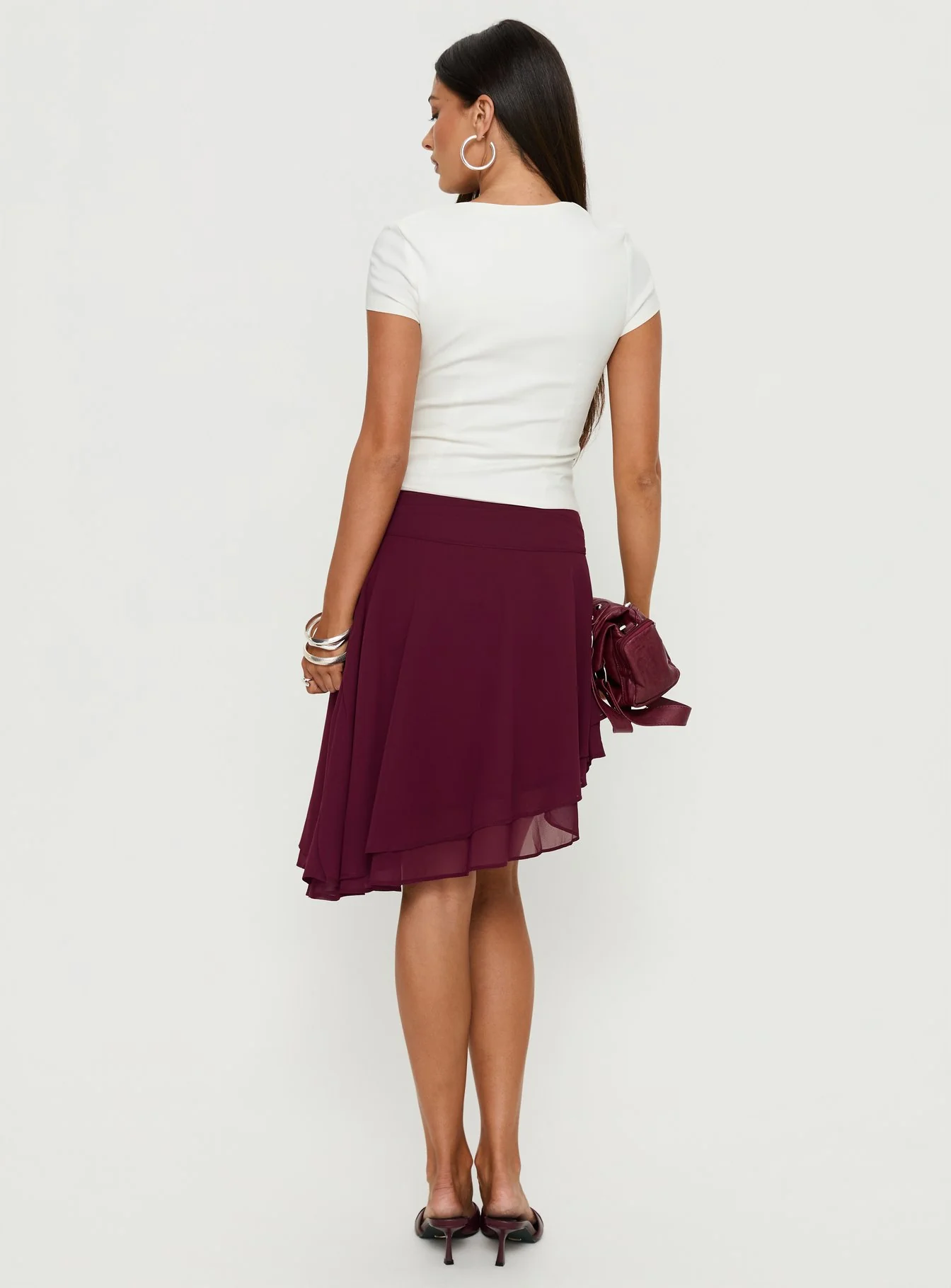 Evanescence Asymmetrical Midi Skirt Cherry - Image 5