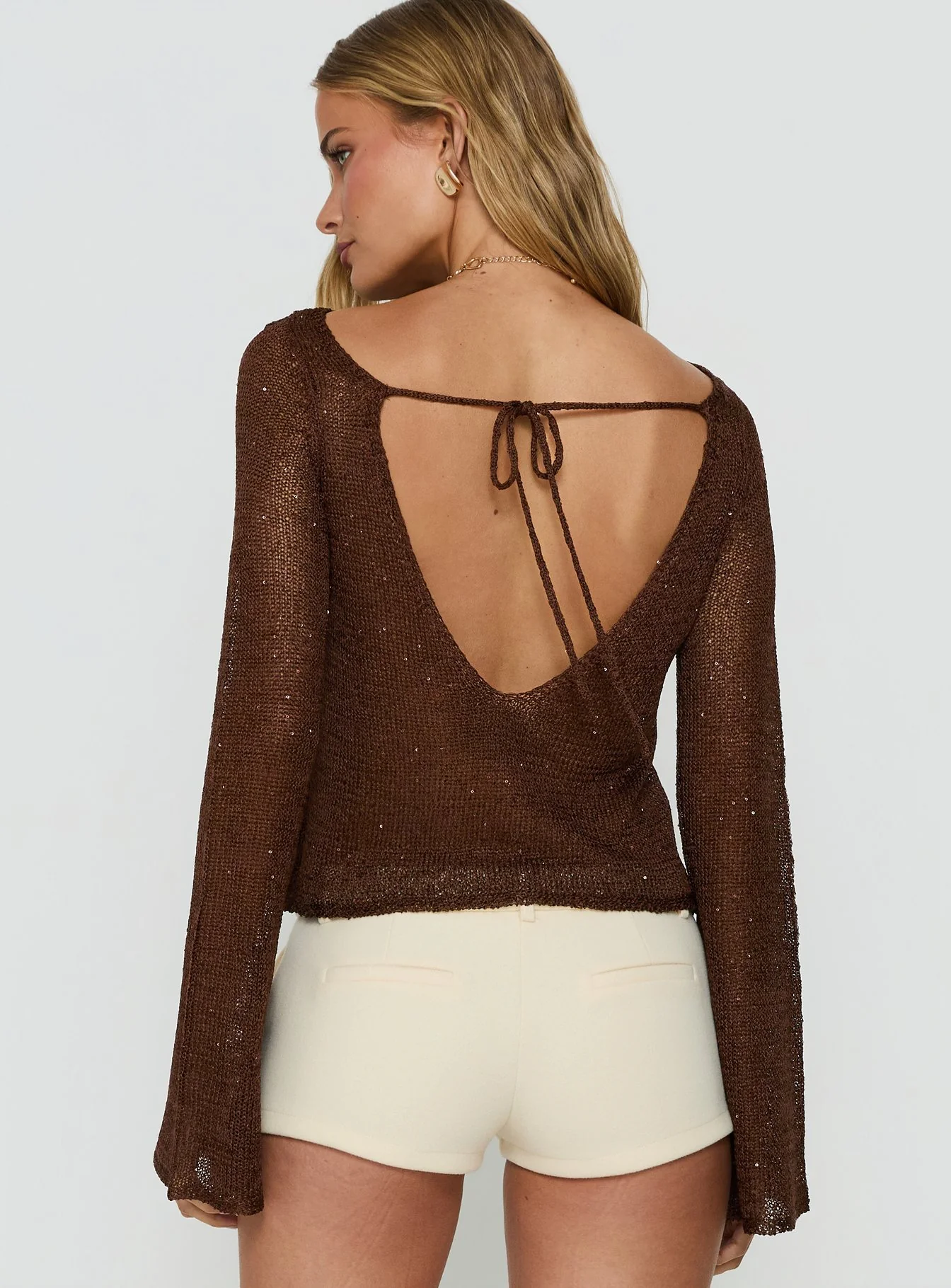 Evanne Long Sleeve Knit Top Brown - Image 5