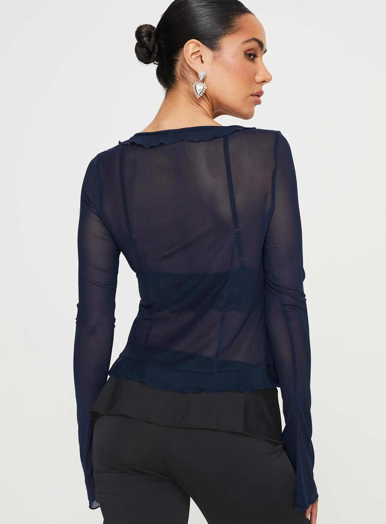 Everly Long Sleeve Top Navy - Image 5