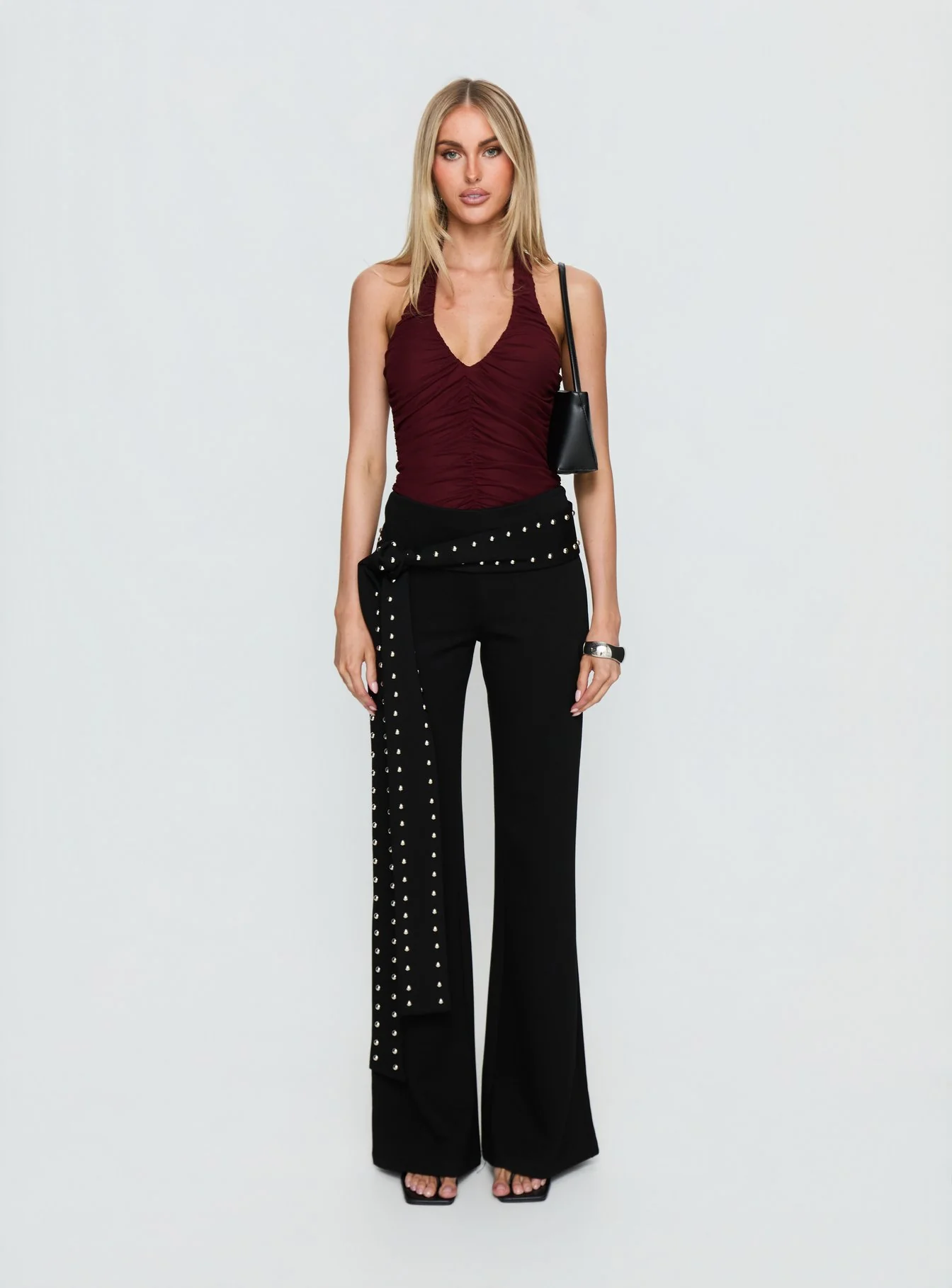 Eye Candy Ruched Bodysuit Burgundy - Image 6