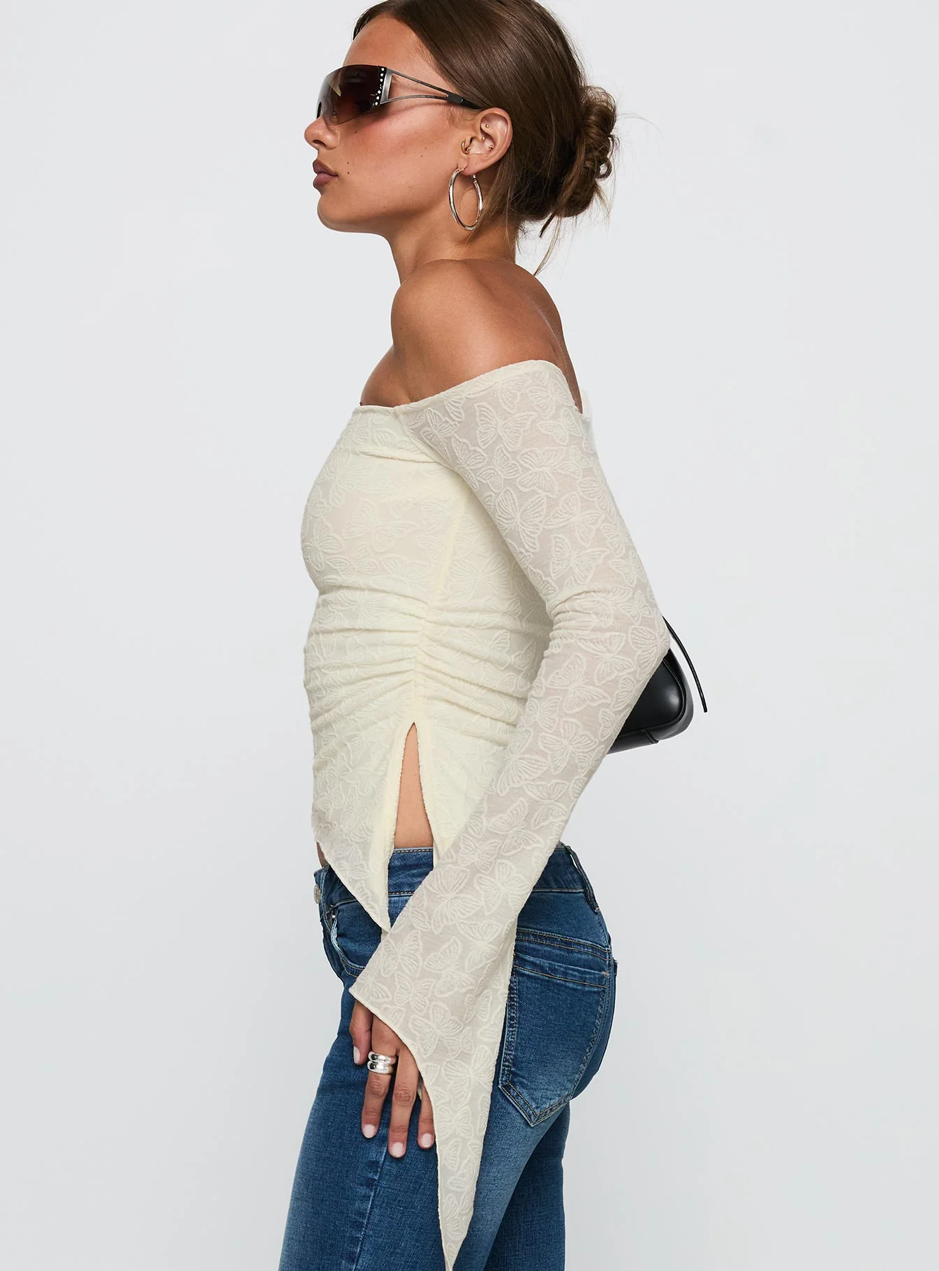 Face Card Long Sleeve Top Cream - Image 4
