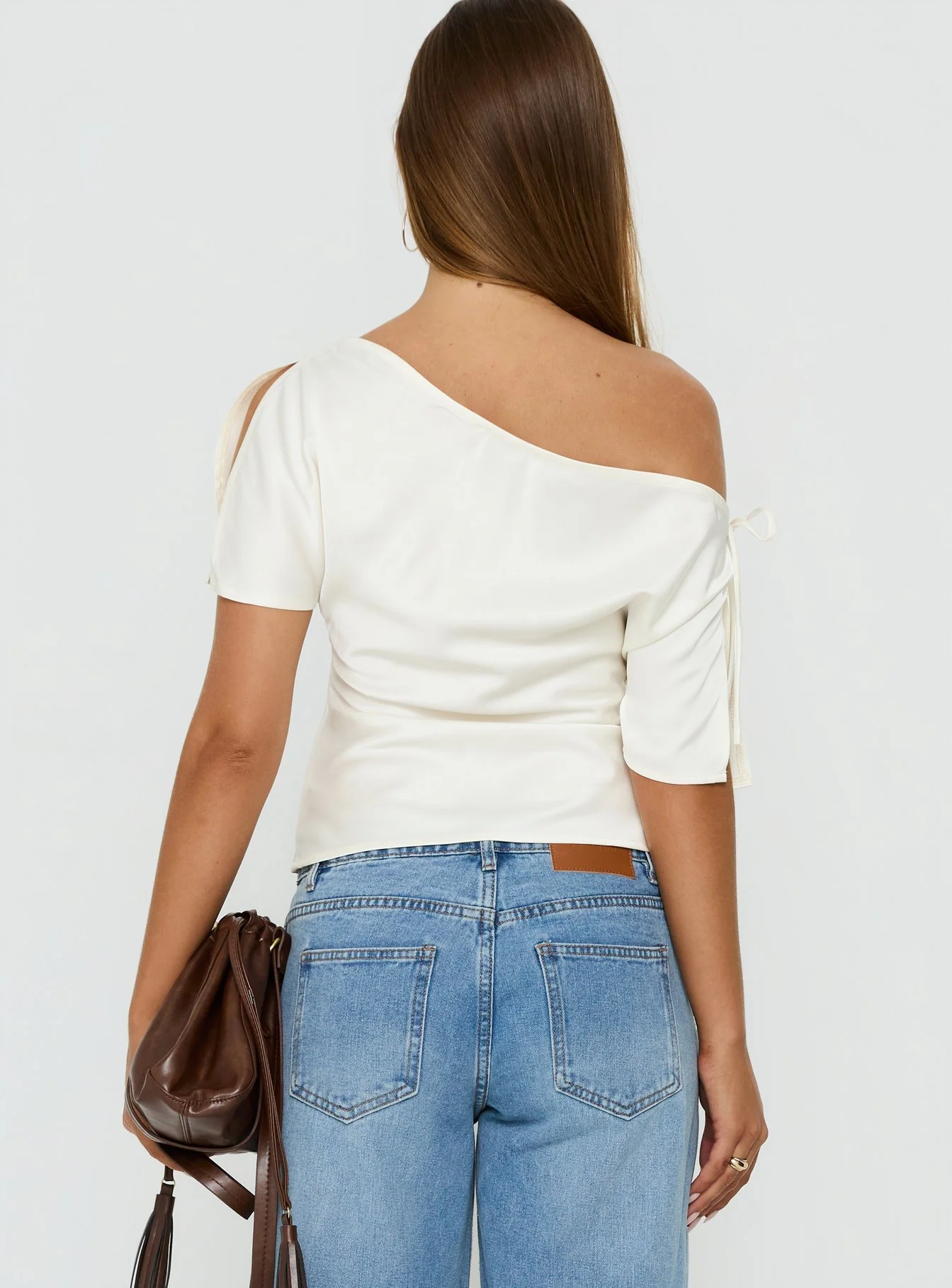 Faisa Off Shoulder Satin Top Cream - Image 5
