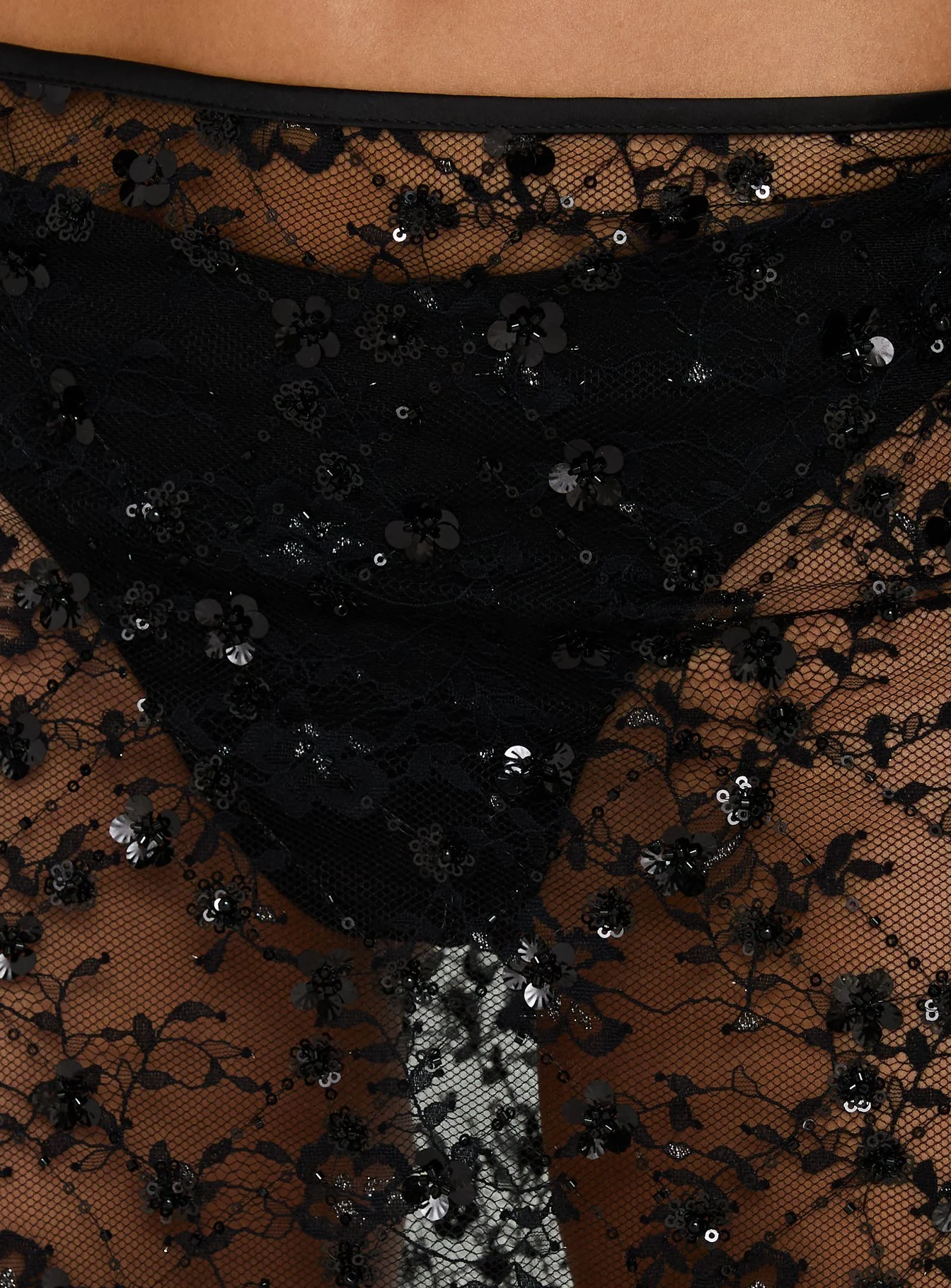 Fast Life Sheer Sequin Lace Midi Skirt Black - Image 6