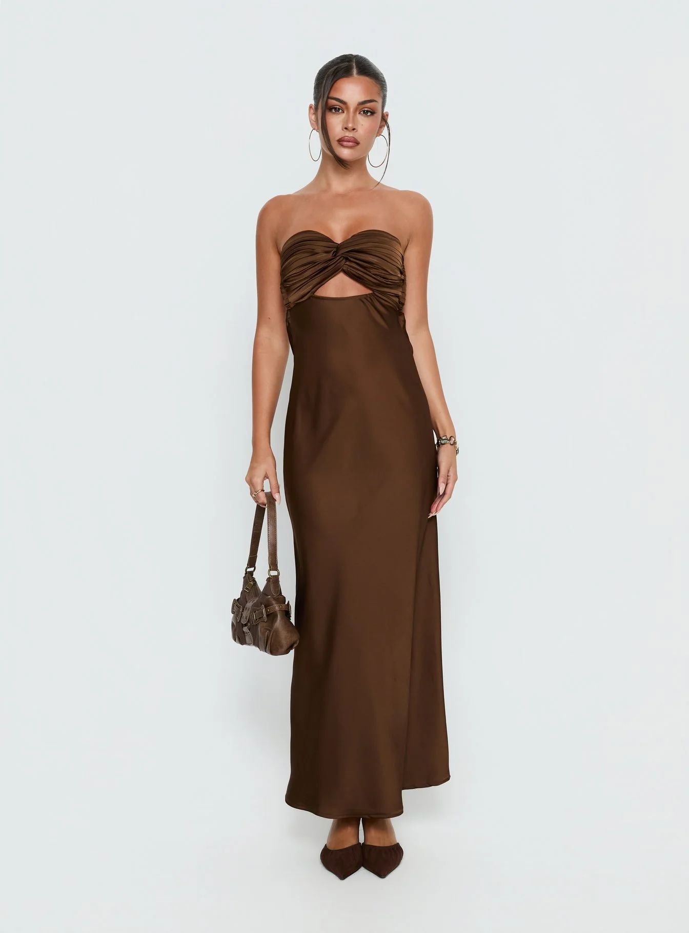 Faviola Strapless Maxi Dress Chocolate - Image 2