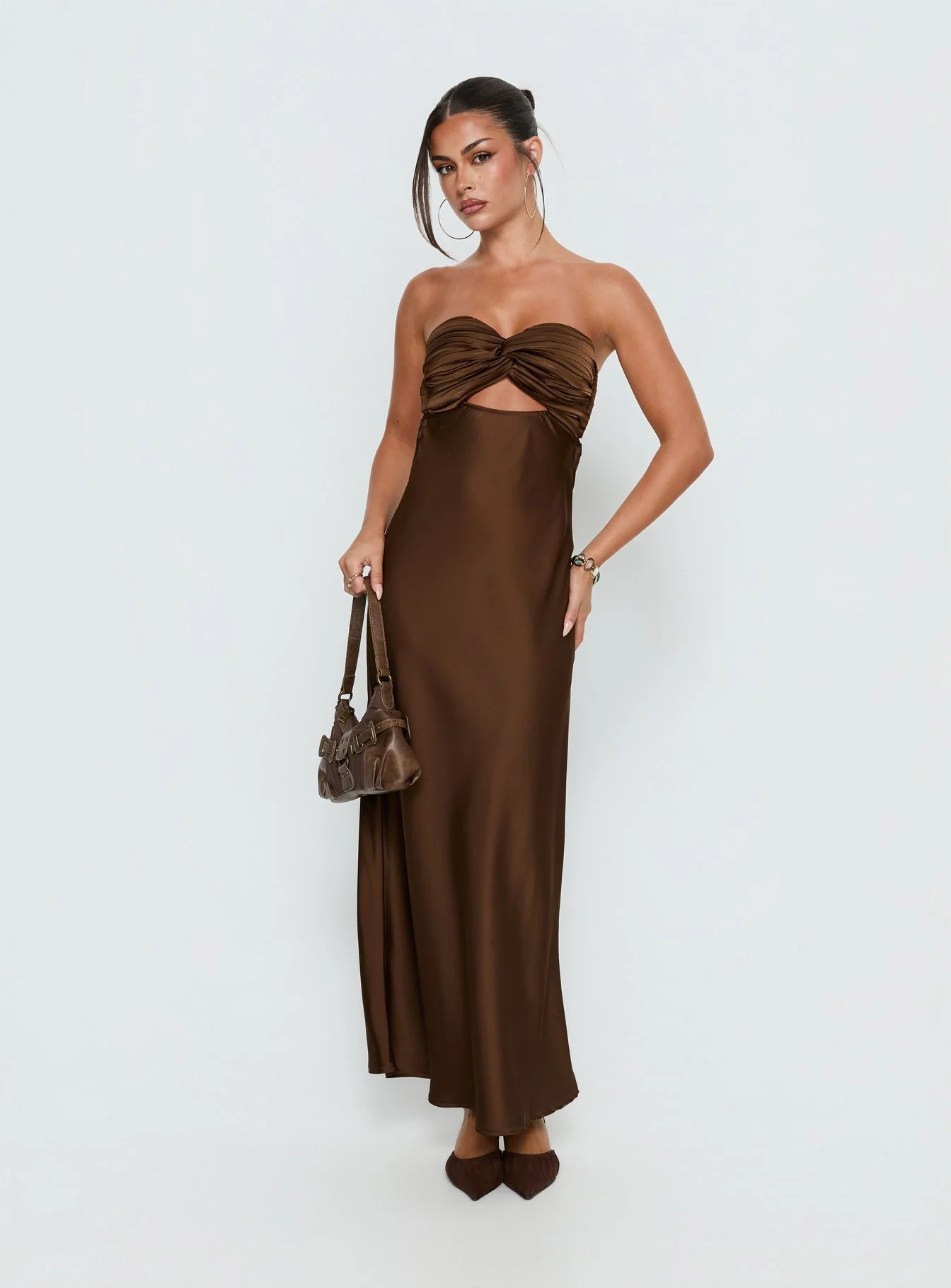 Faviola Strapless Maxi Dress Chocolate - Image 3