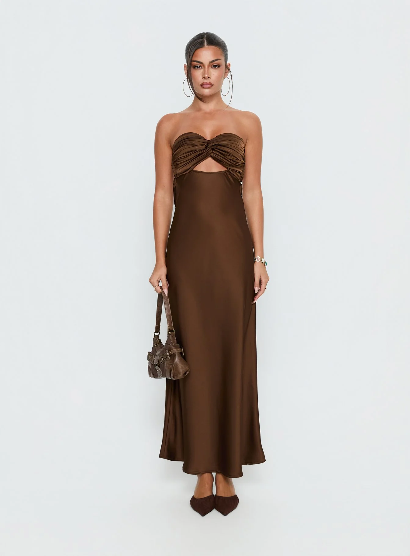 Faviola Strapless Maxi Dress Chocolate - Image 8