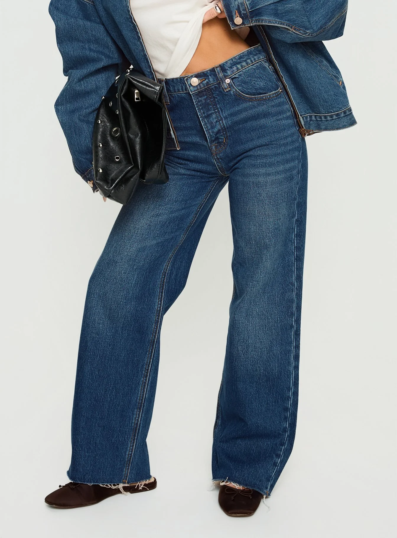 Fawcett High Rise Straight Leg Jeans Dark Blue Wash - Image 2