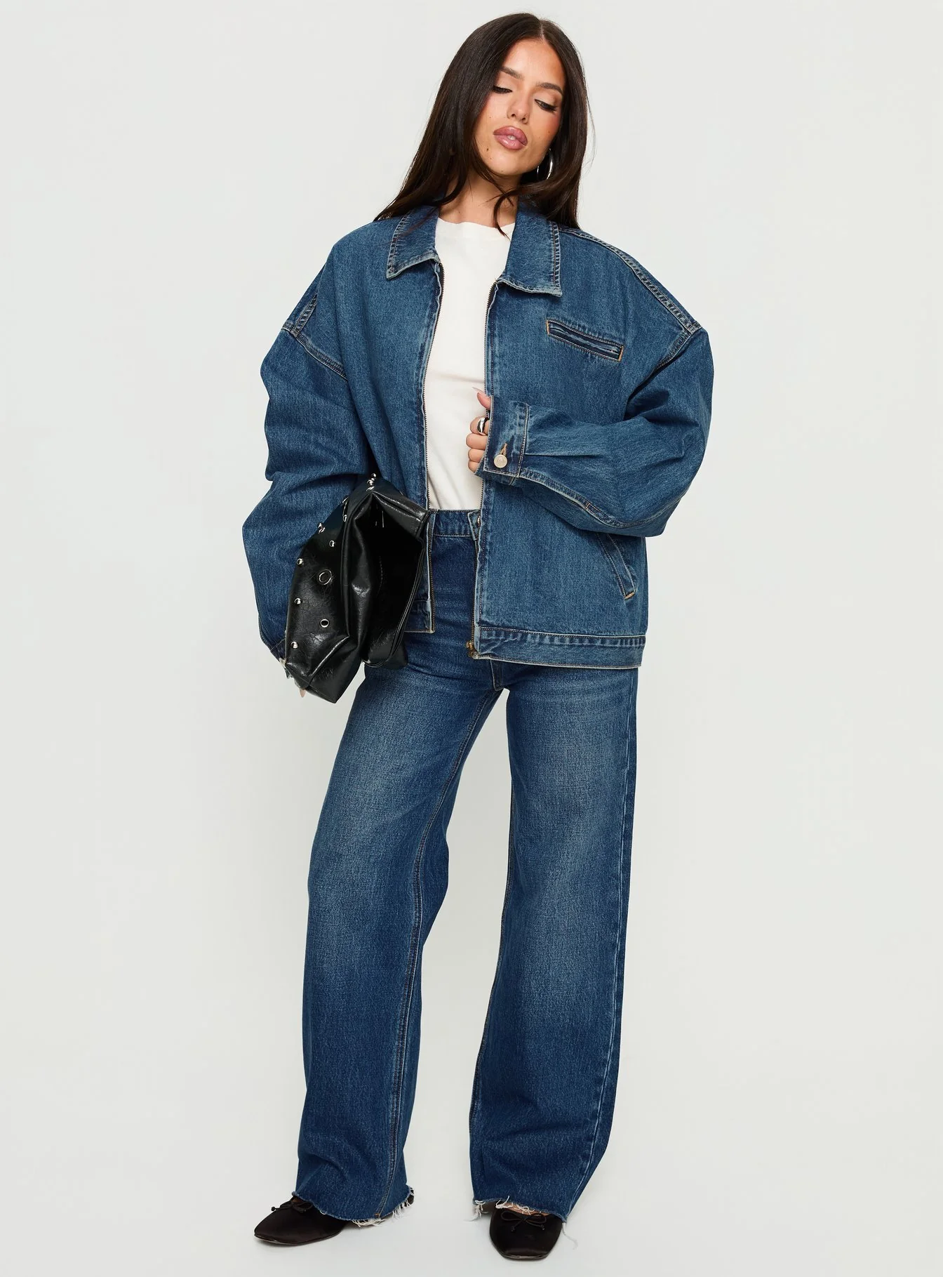 Fawcett High Rise Straight Leg Jeans Dark Blue Wash - Image 3