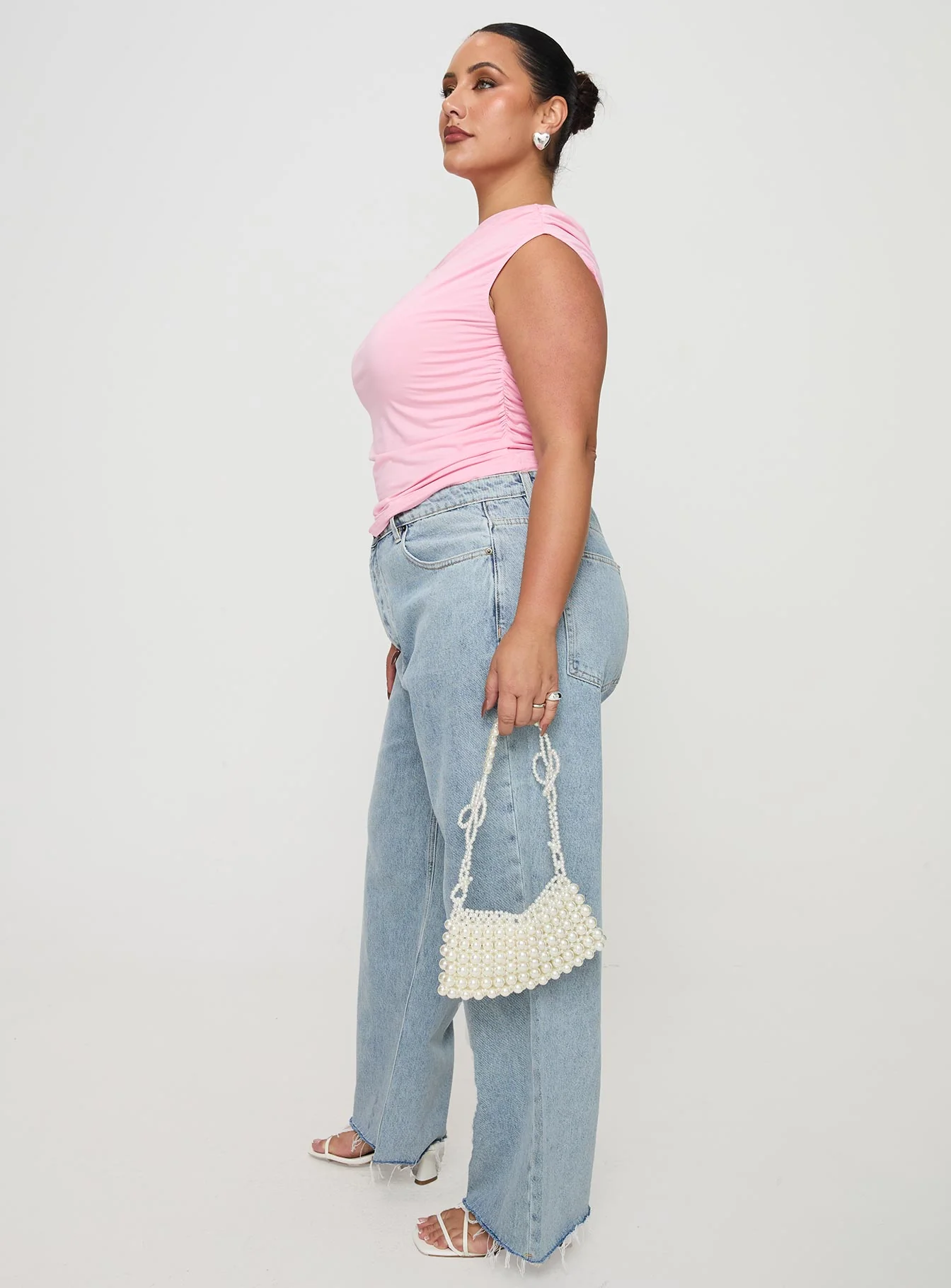 Fawcett High Rise Straight Leg Jeans Light Blue Wash Curve - Image 4