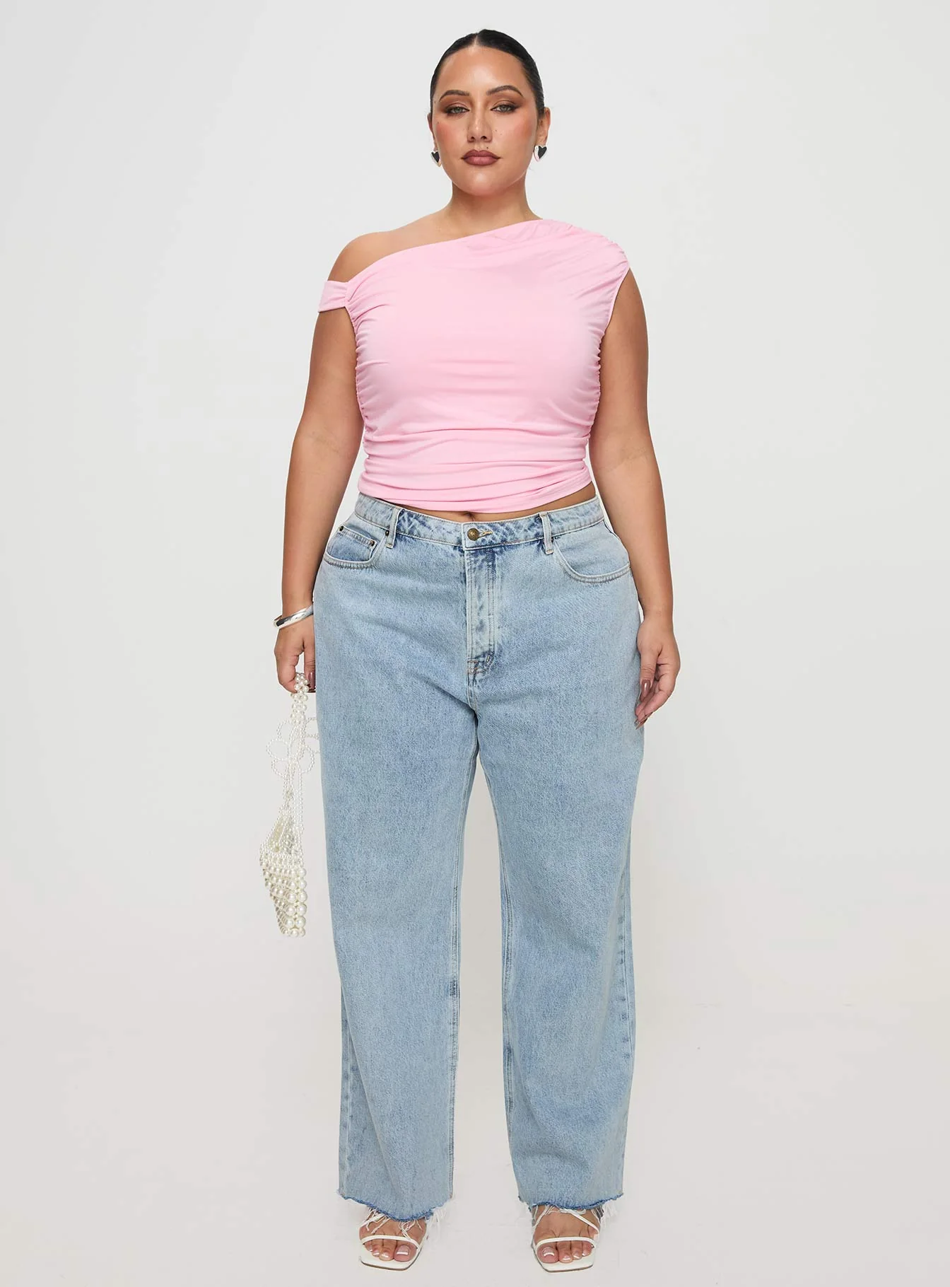 Fawcett High Rise Straight Leg Jeans Light Blue Wash Curve - Image 7