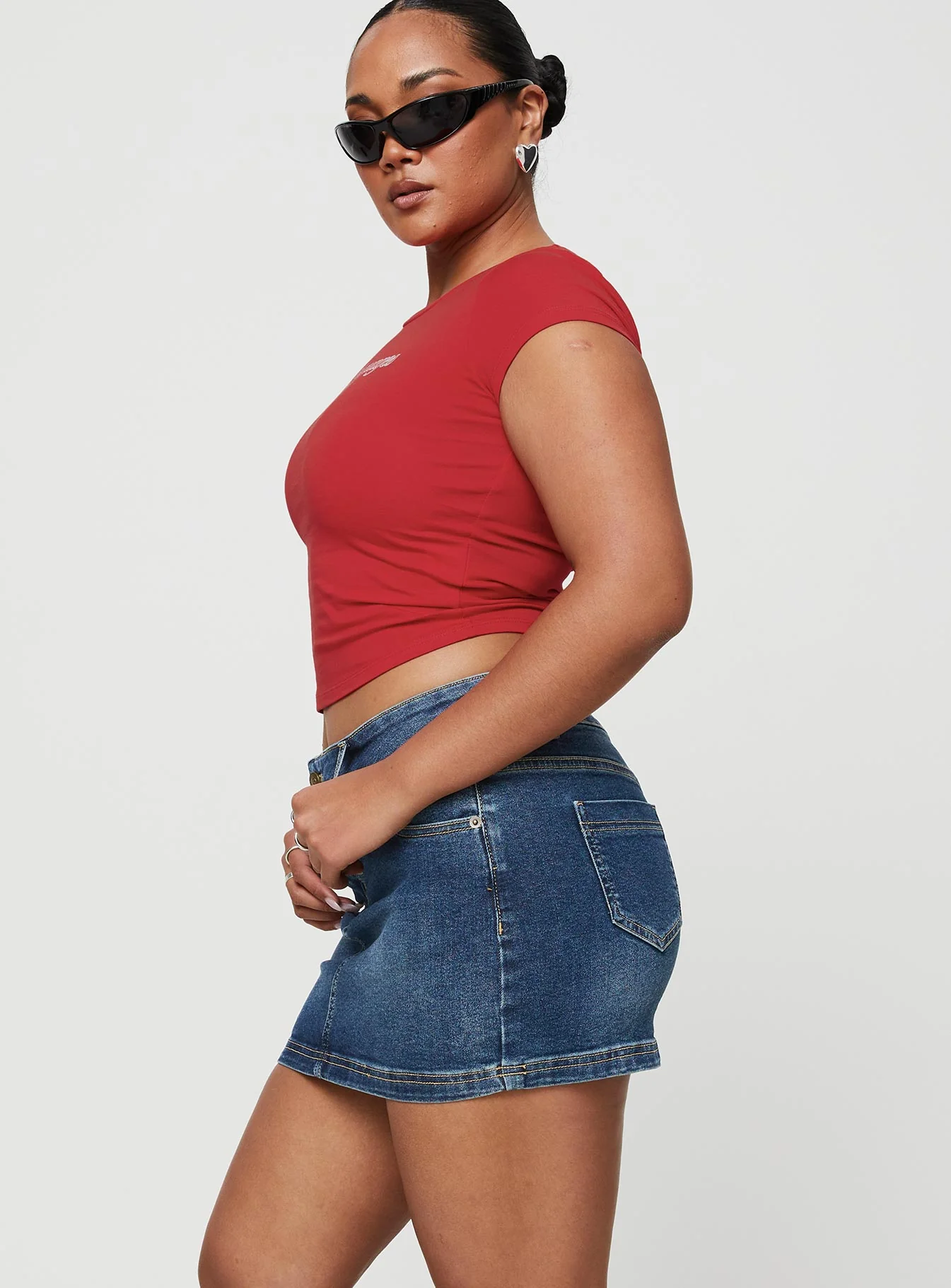 Faya Low Rise Denim Mini Skirt Dark Blue - Image 10