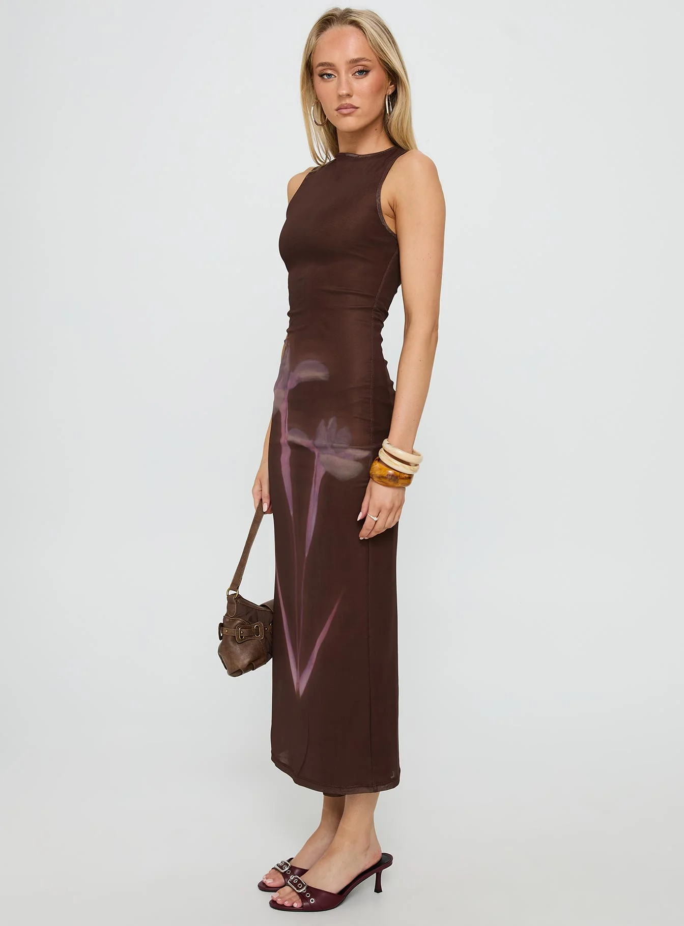 Fayola Maxi Dress Floral Brown - Image 3