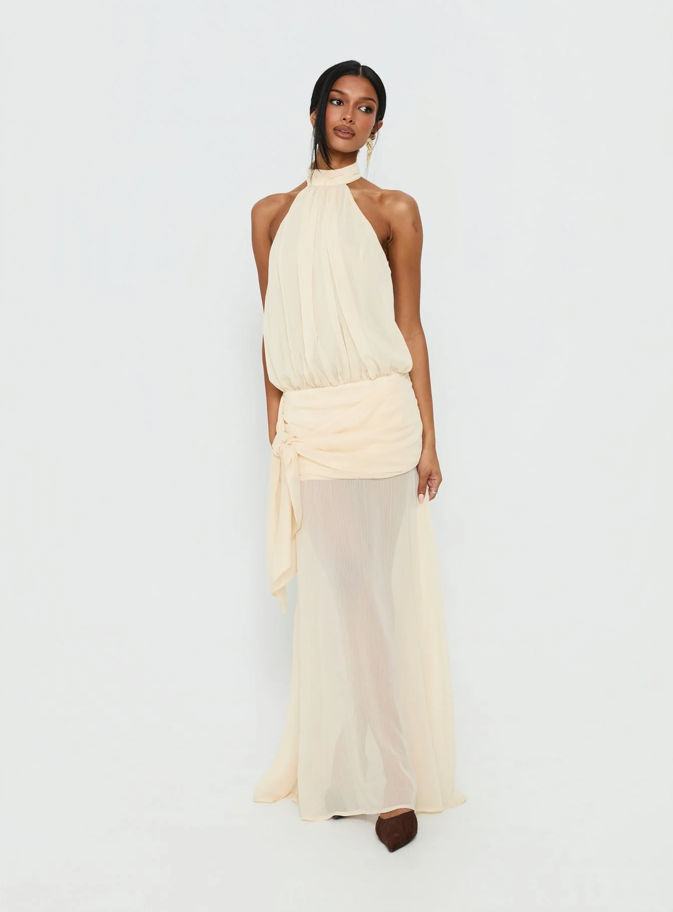 Faythe High Neck Maxi Dress Butter - Image 3
