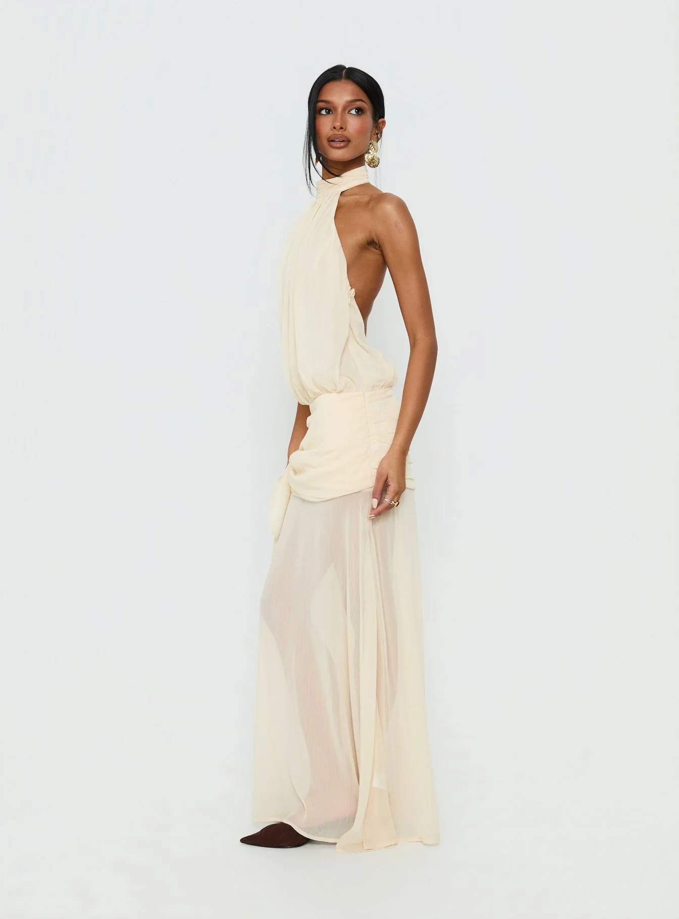 Faythe High Neck Maxi Dress Butter - Image 4