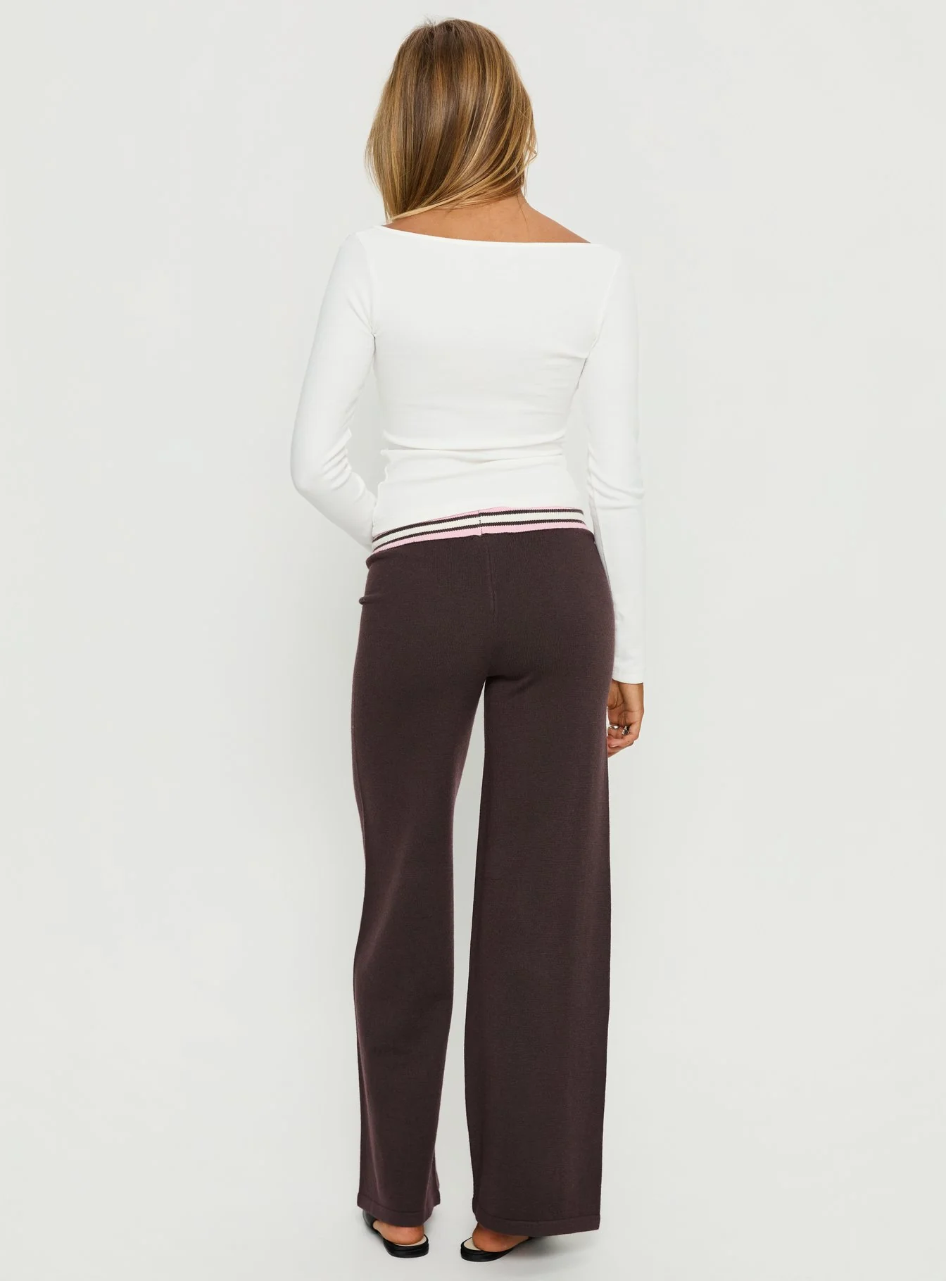 Felisha Low Waist Knit Pants Brown - Image 5