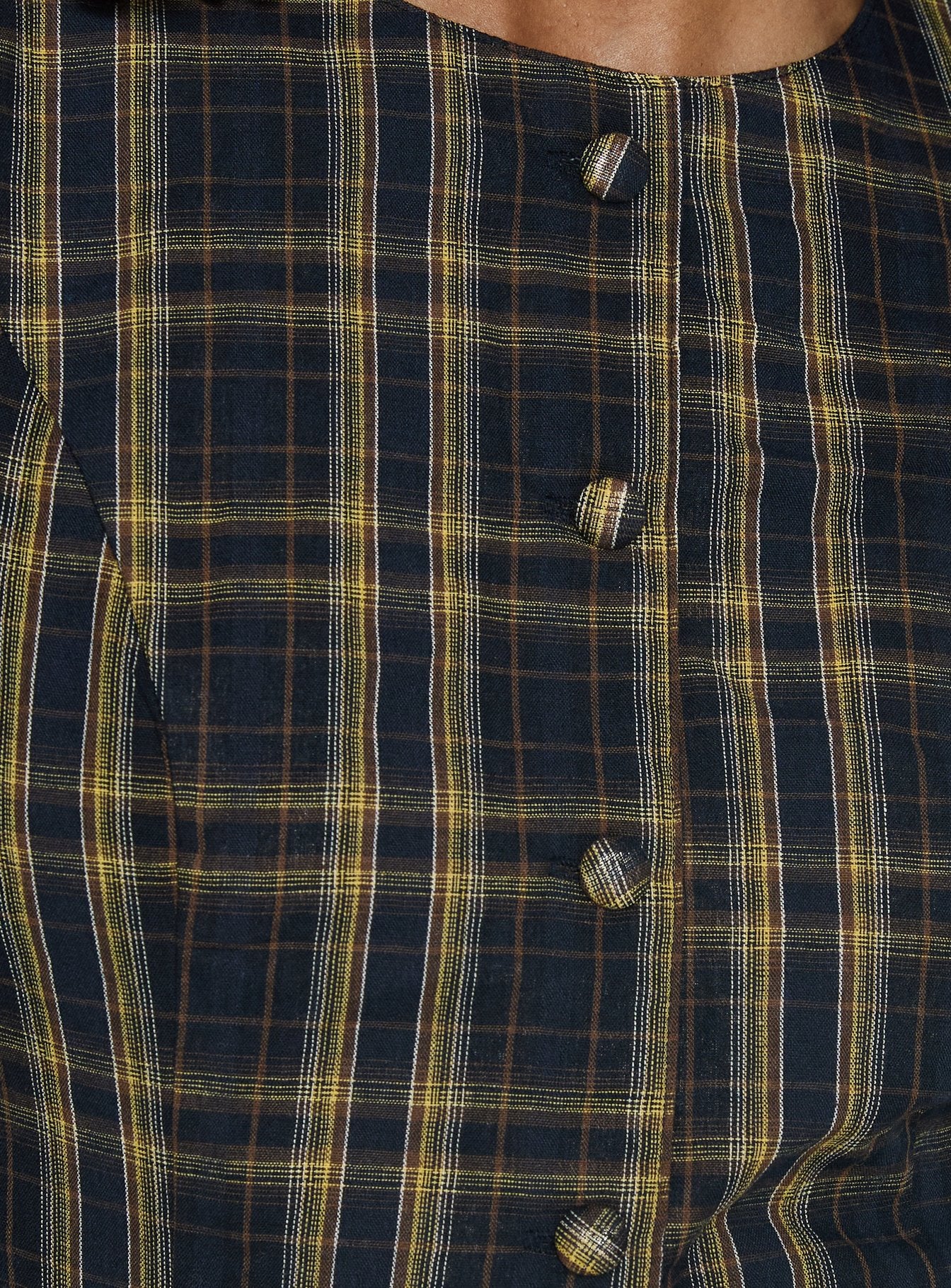 Femme Blouse Top Navy / Lemon Plaid - Image 6