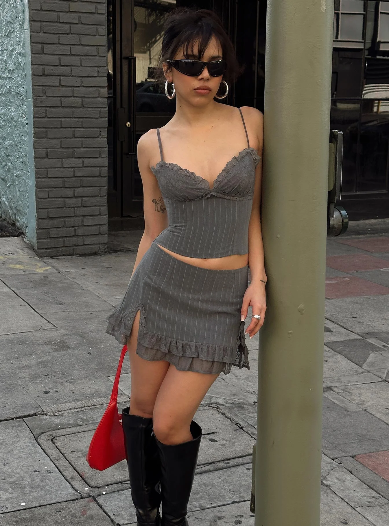 Ferran Corset Top Grey Pinstripe - Image 6