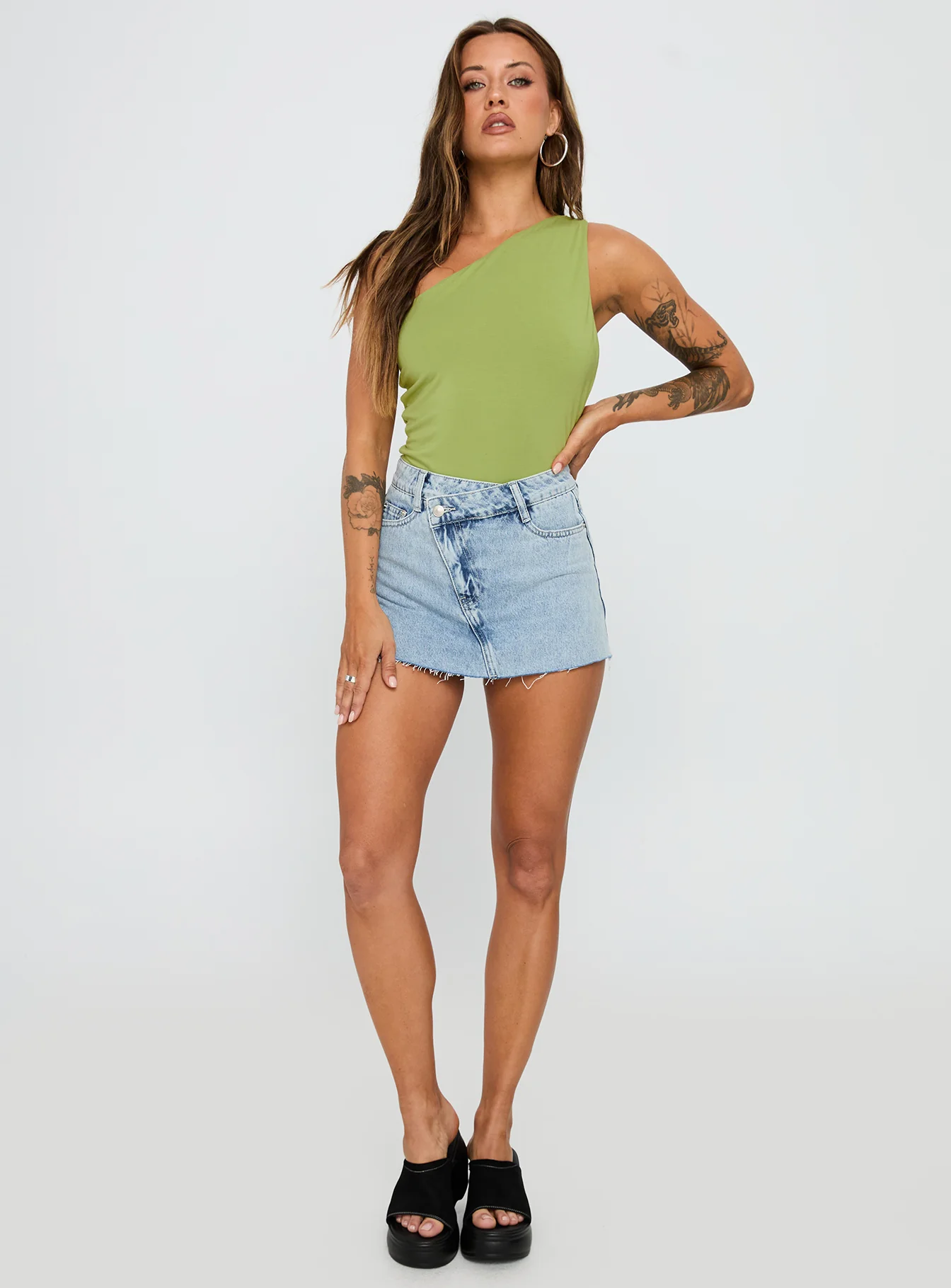 Ferrera One Shoulder Bodysuit Green - Image 2