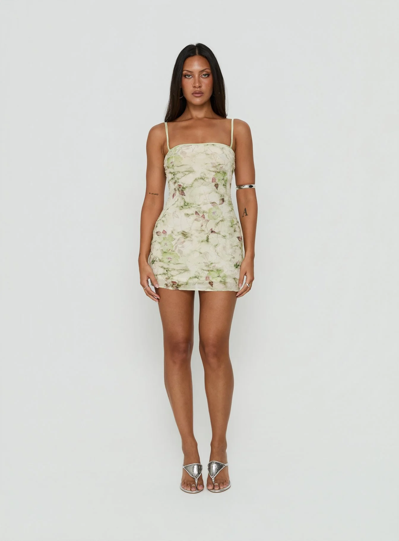 Fienna Beaded Mini Dress Green Multi - Image 7