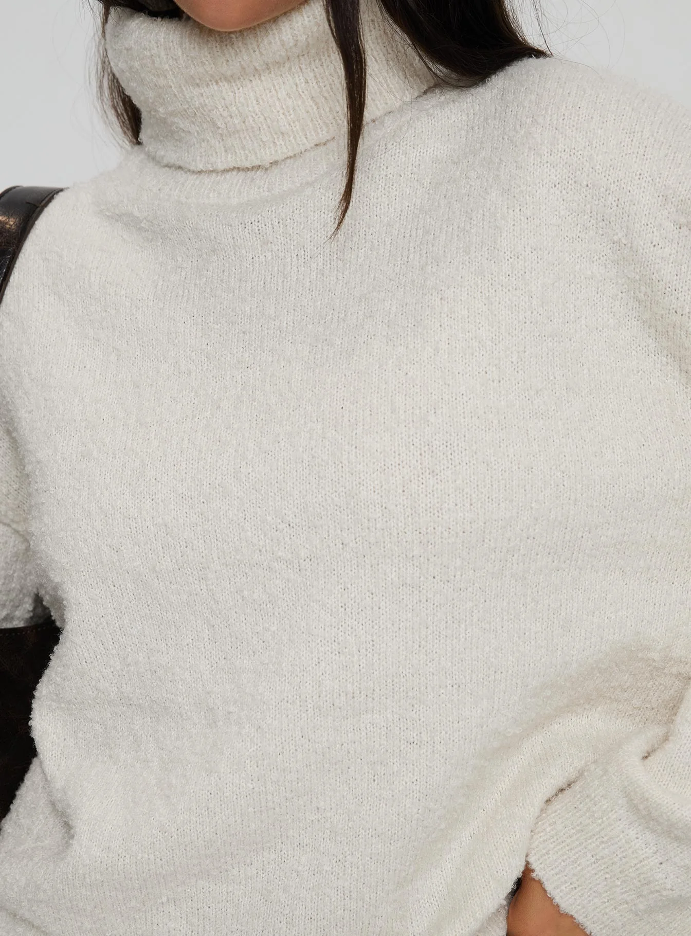 Finnien Boucle Turtleneck Sweater Cream - Image 6