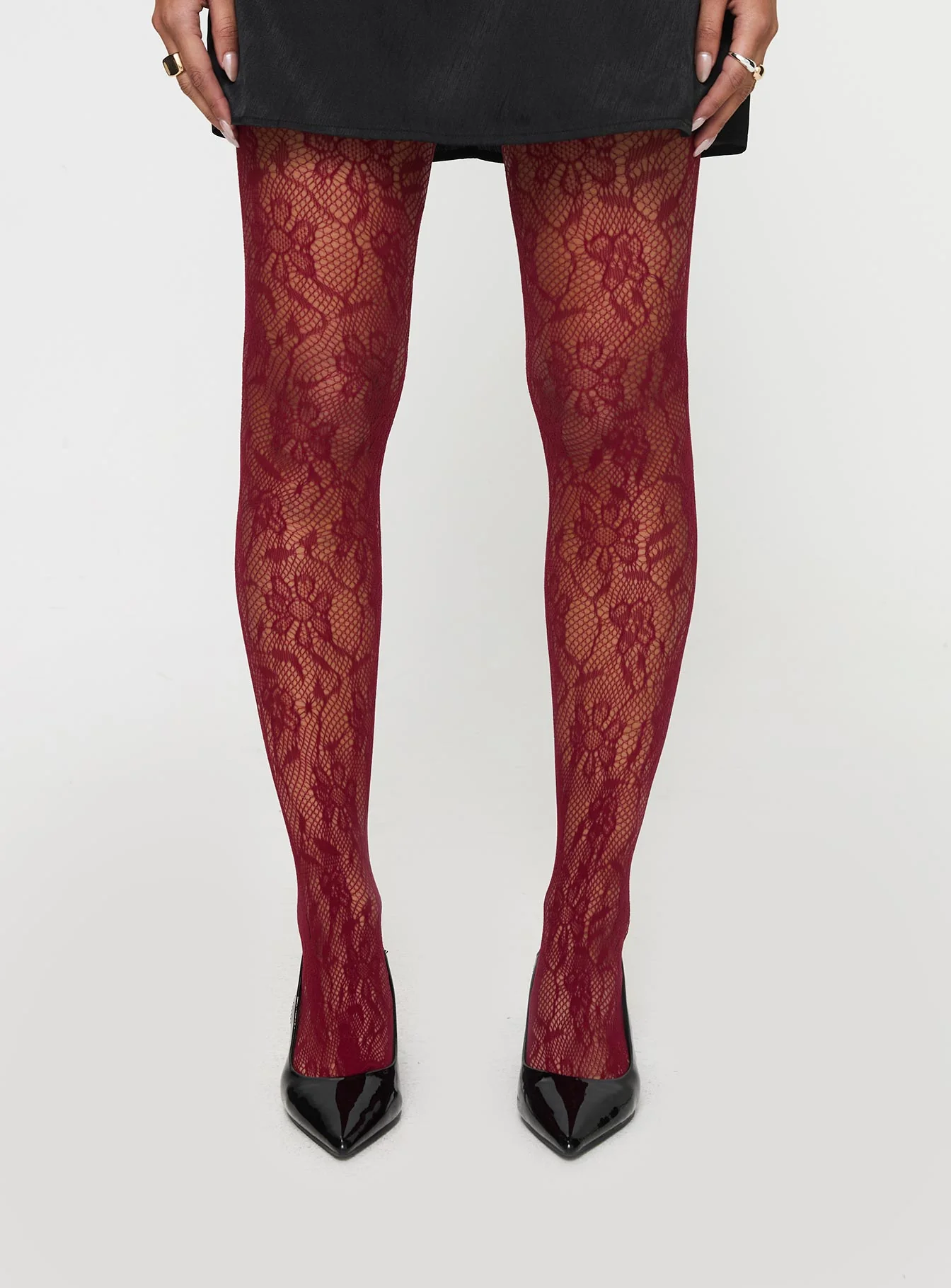 Fior Lace Stockings Red - Image 2
