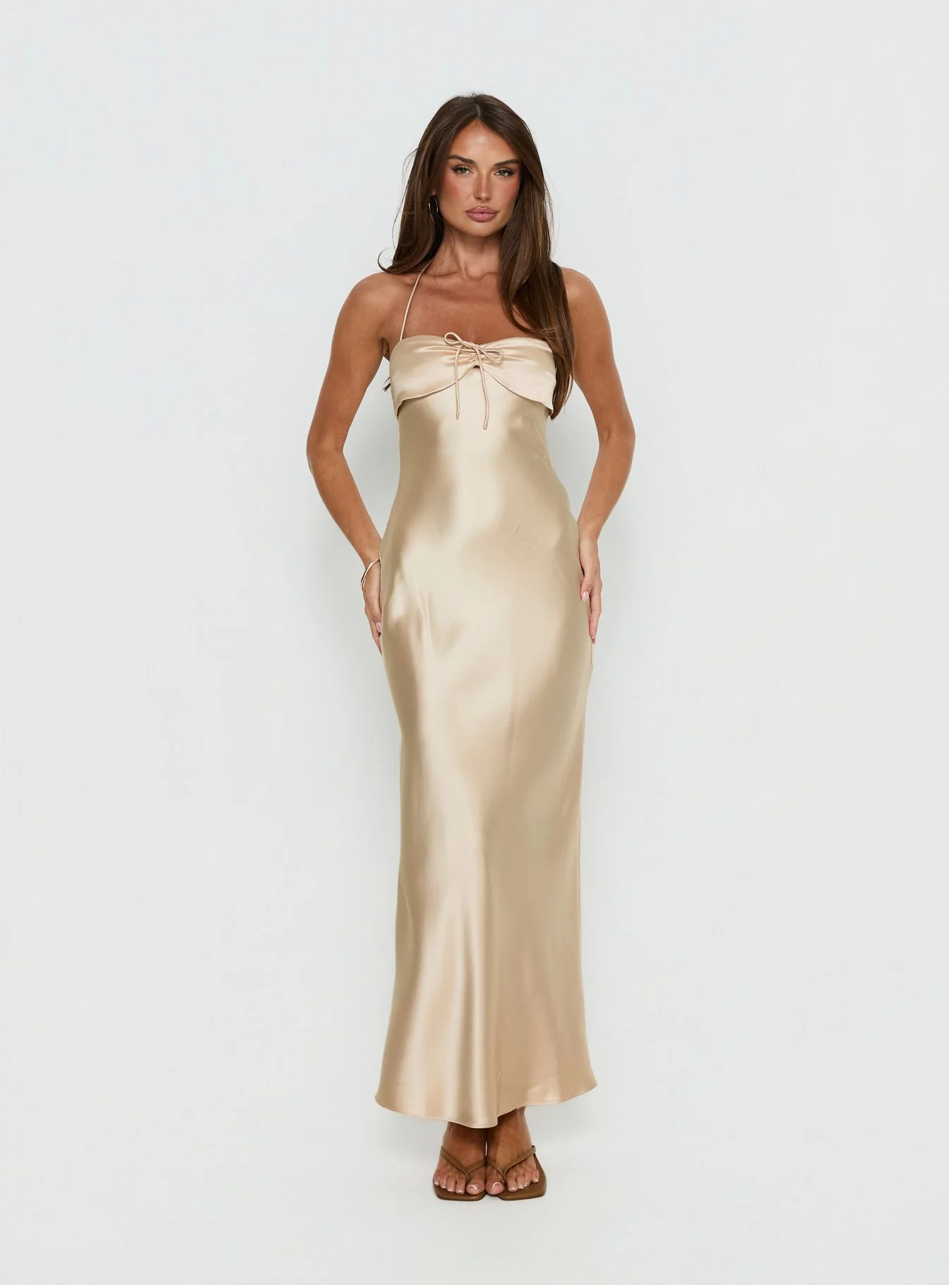 Fireproof Halter Maxi Dress Champagne - Image 3