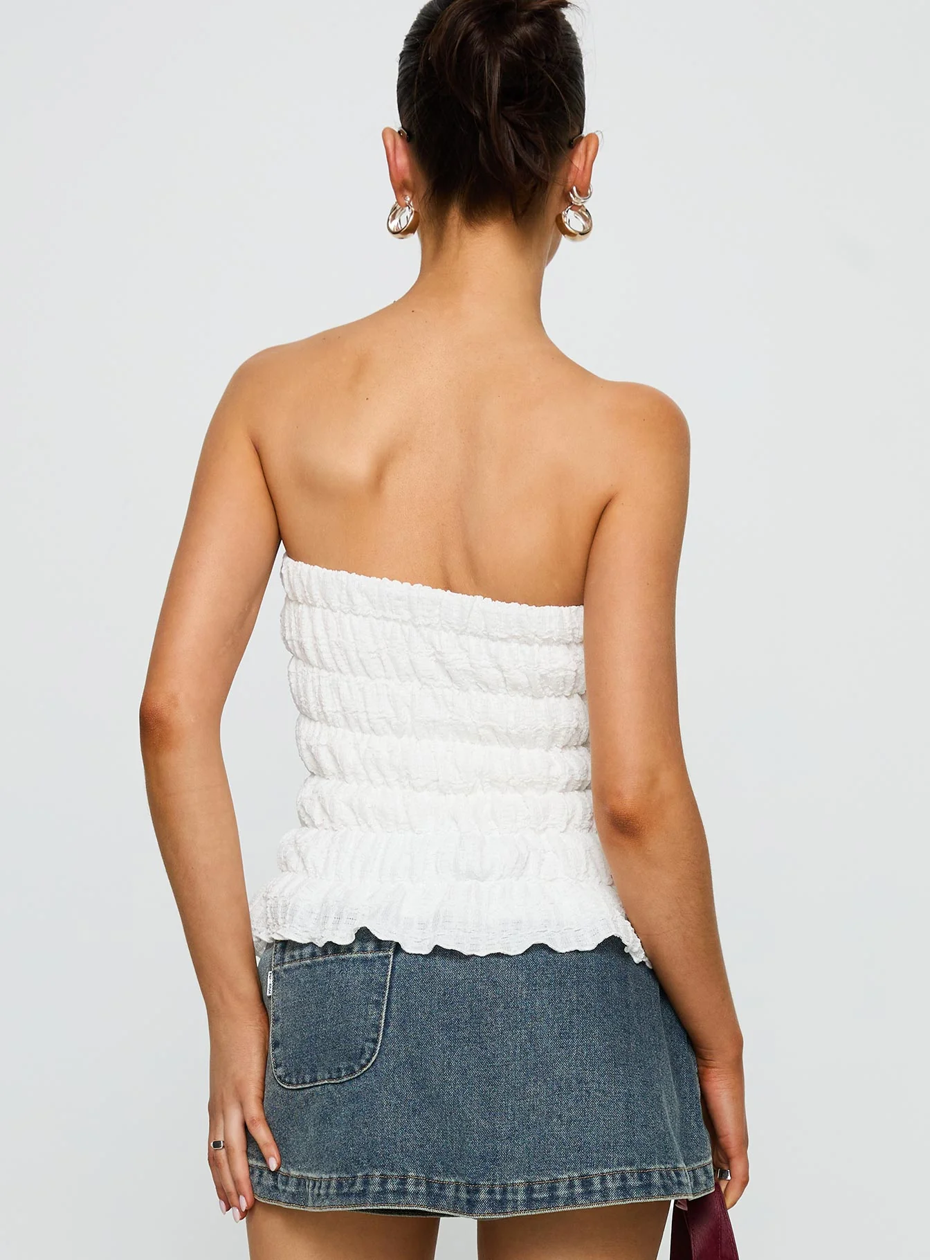 Flashbloom Strapless Ruched Top White - Image 5