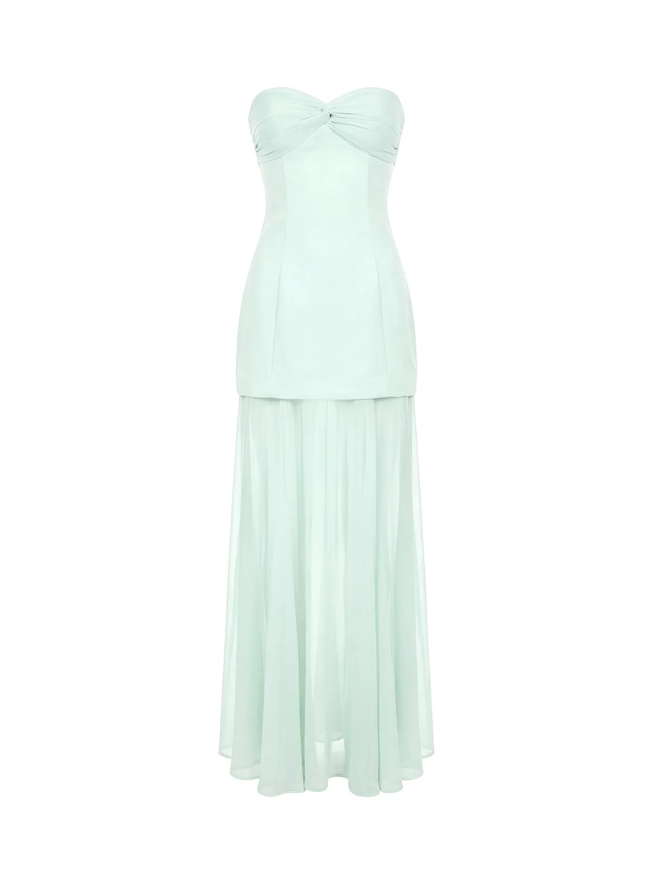 Flashy Sheer Chiffon Strapless Maxi Dress Green - Image 10
