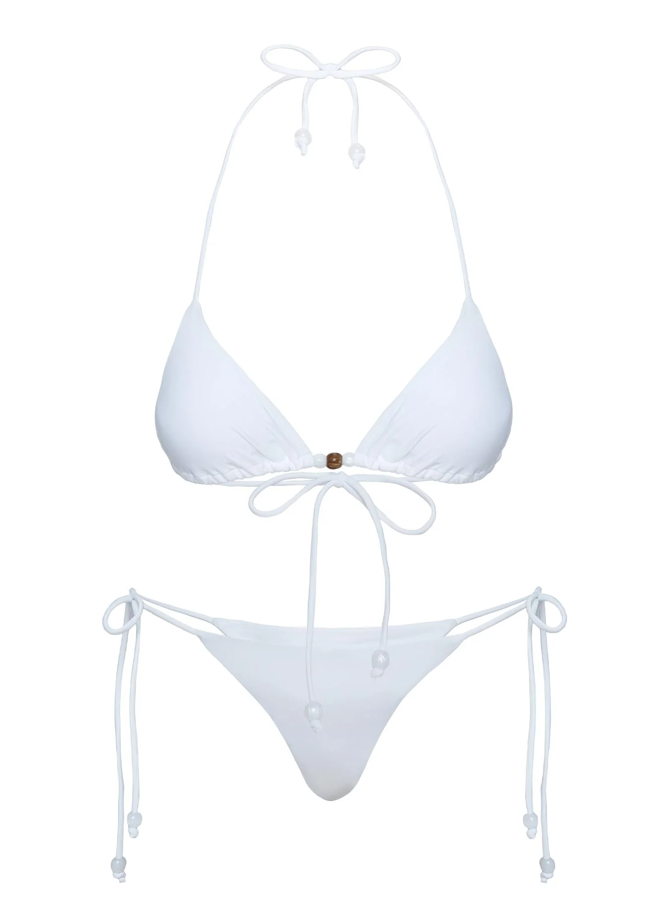 Flounder Bead Detail Bikini Bottoms White - Image 5