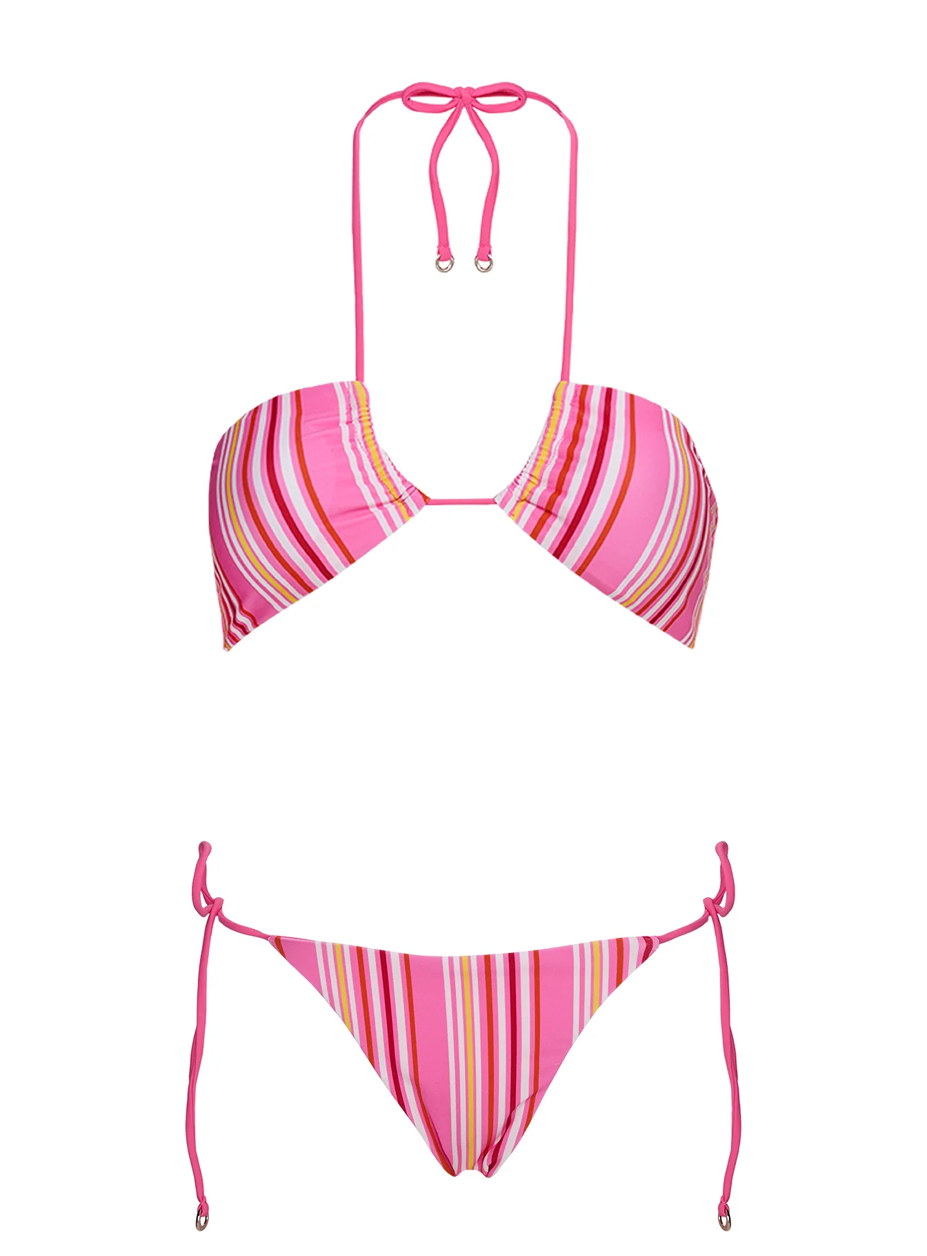 Fluera High Side Tie Bikini Bottoms Pink Stripe - Image 6