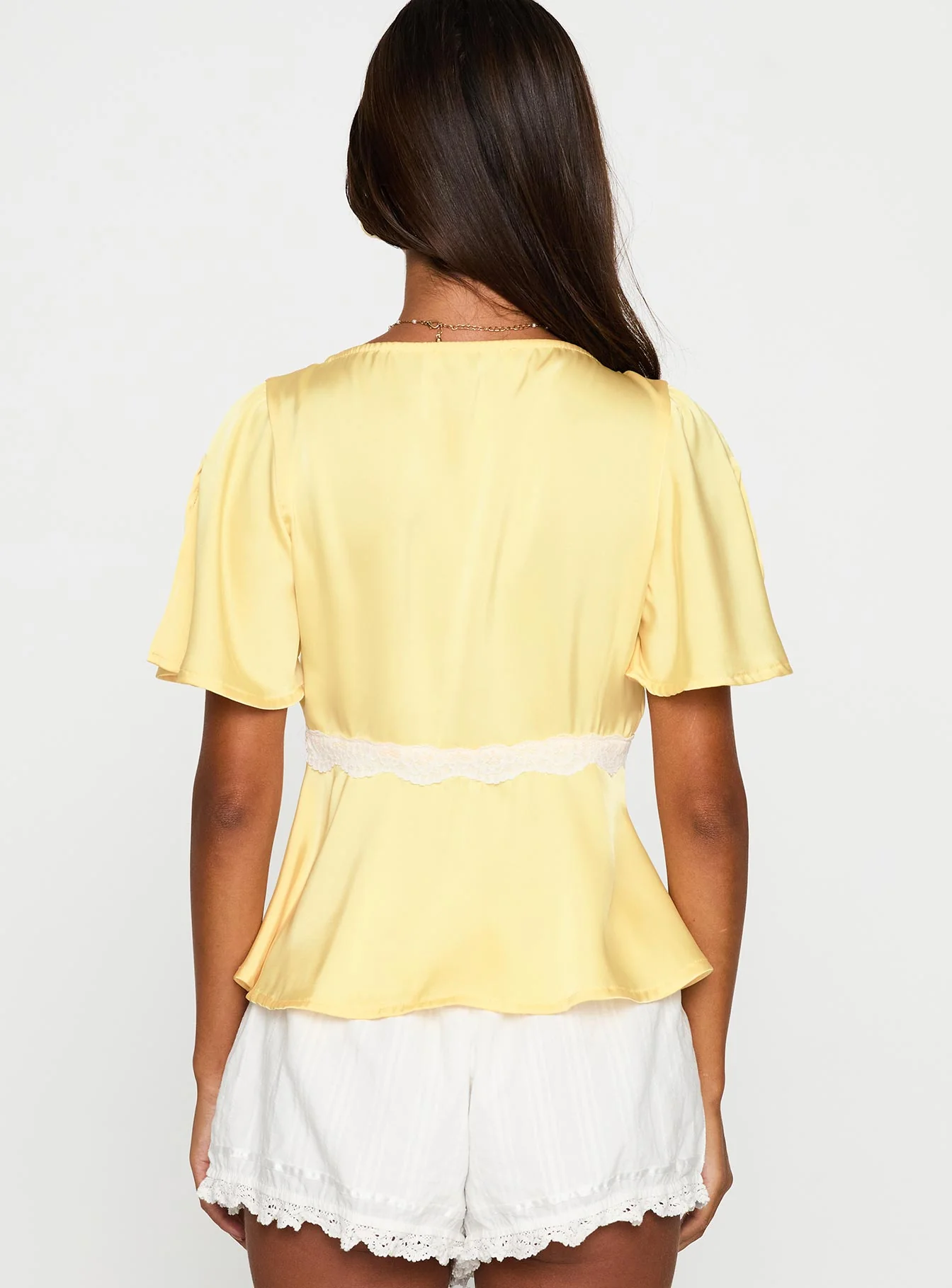 For The Summer Lace Trim Top Yellow - Image 5
