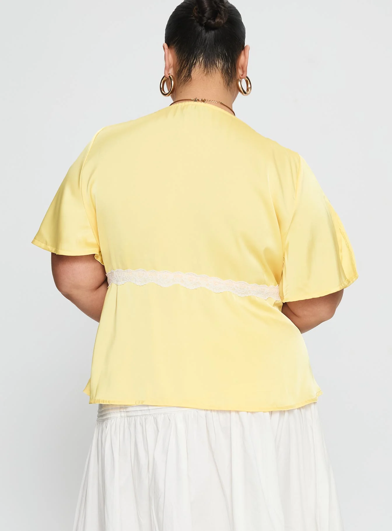 For The Summer Lace Trim Top Yellow Curve - Image 4