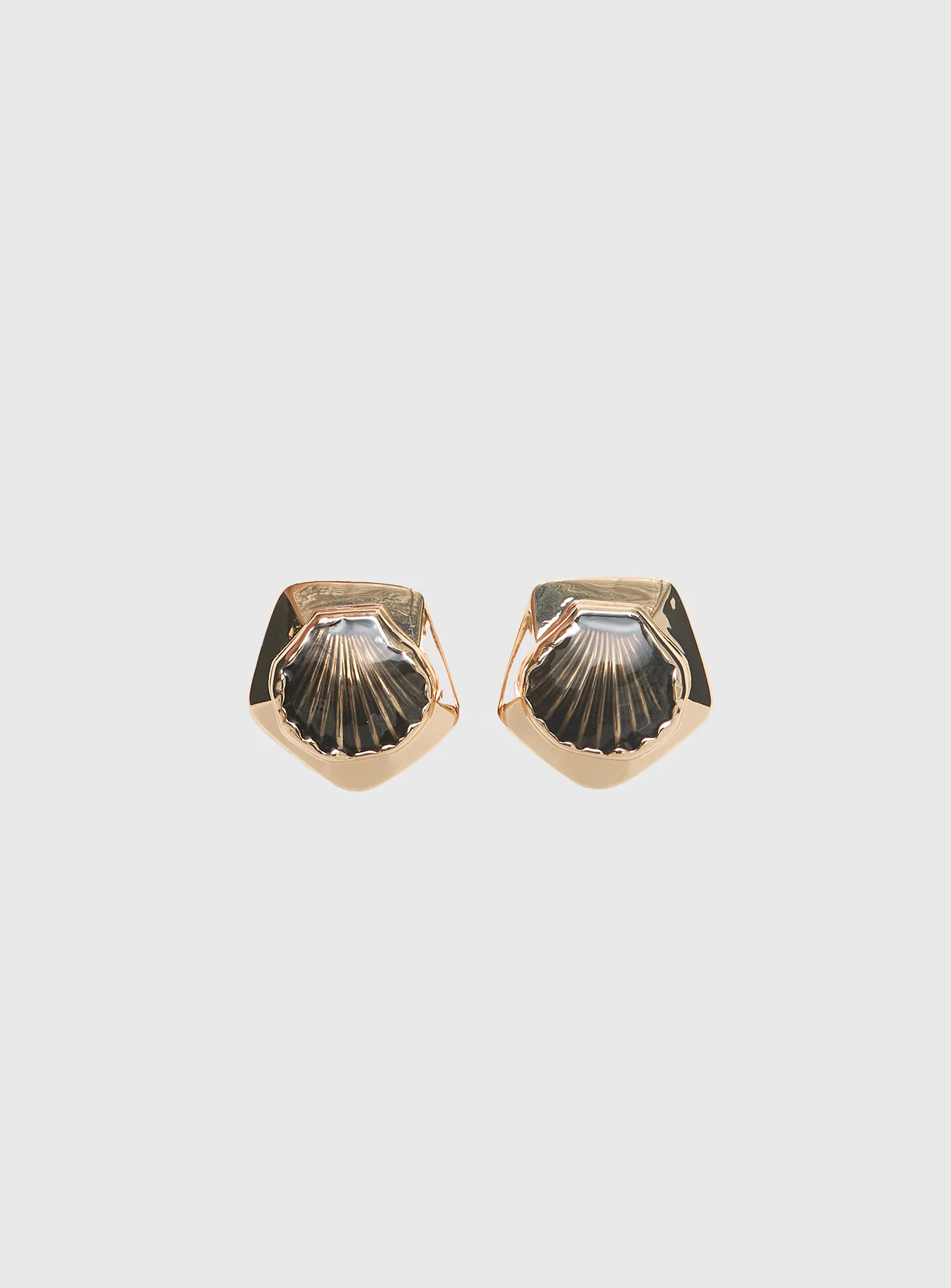 For The Thrill Shell Earrings Gold / Brown - Image 2