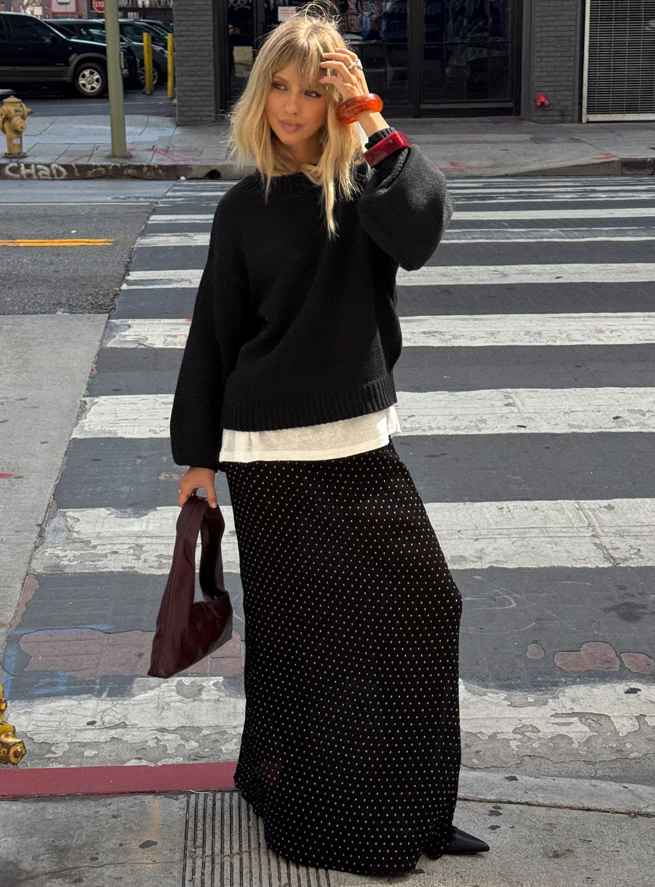 Ford Maxi Skirt Onyx Polka Dot - Image 11