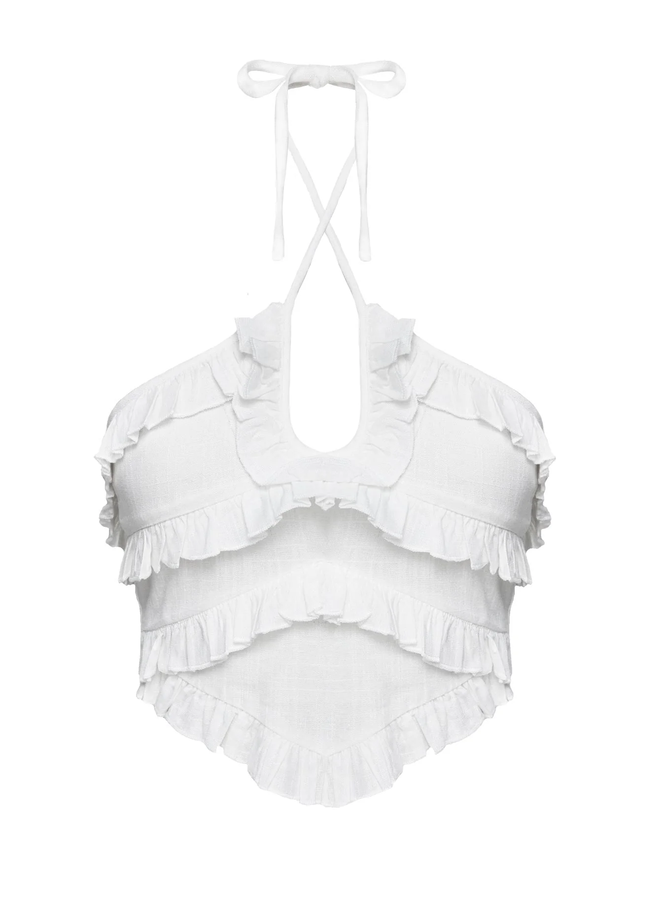 Francesco Frill Halter Top White - Image 5