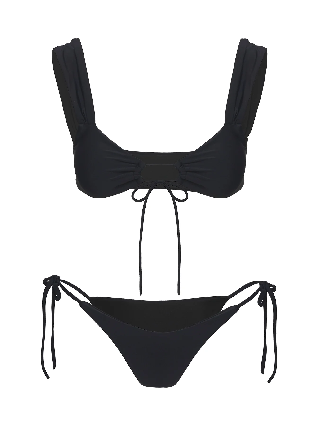 Freefall Tie Front Bikini Top Black - Image 5