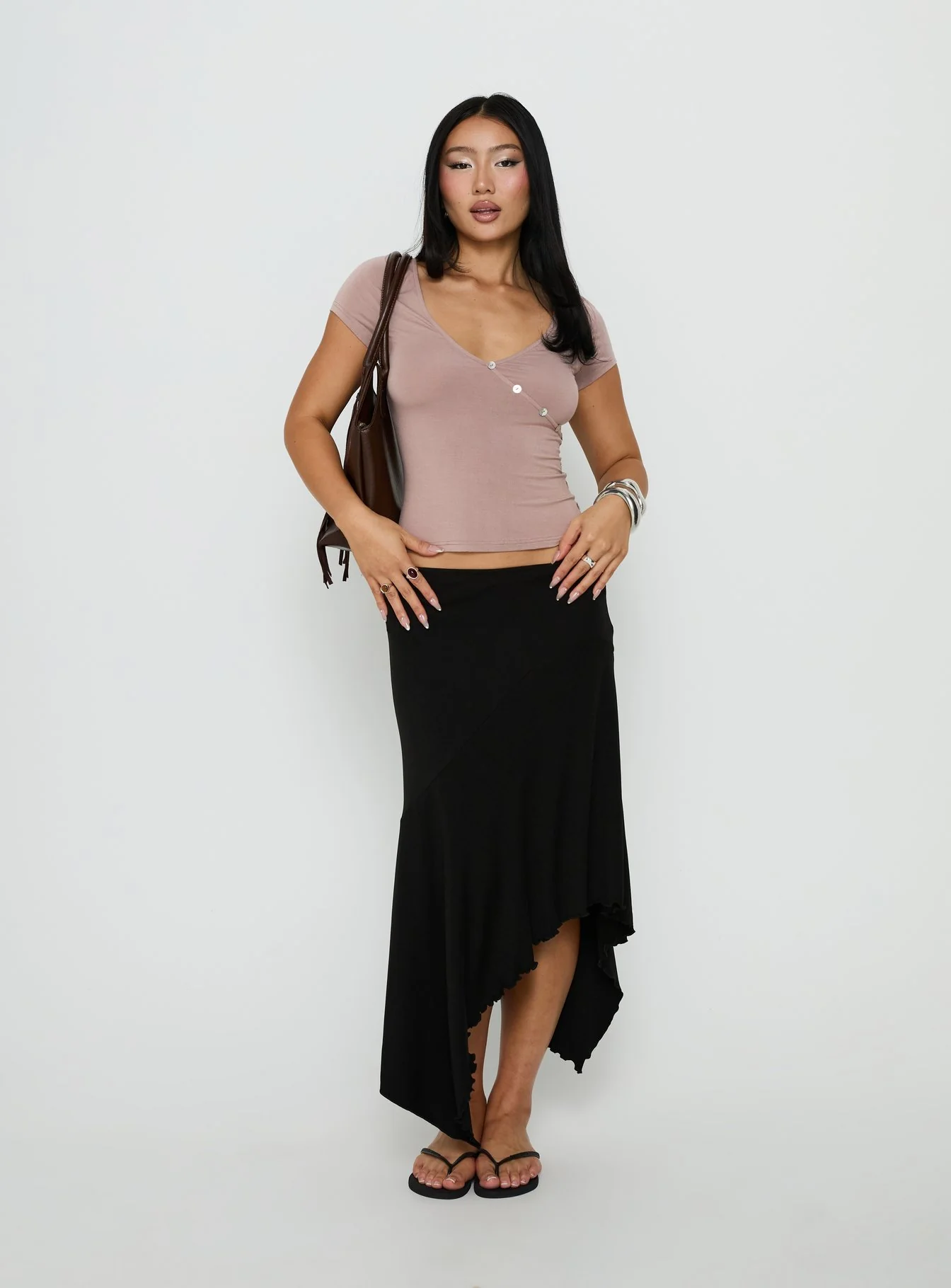 Futura Asymmetrical Midi Skirt Black - Image 2