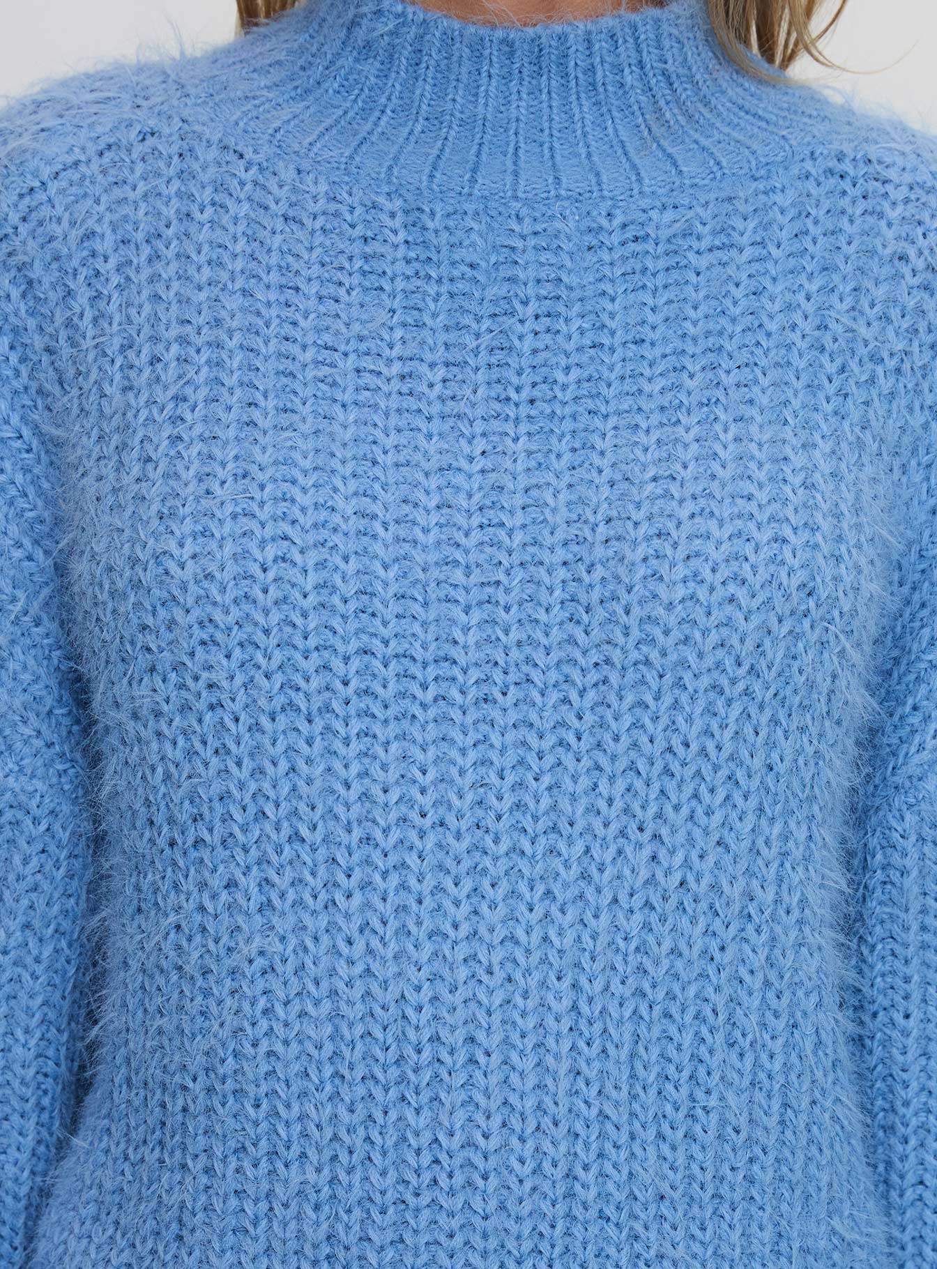 Gavelston Crew Neck Waffle Sweater Blue - Image 6