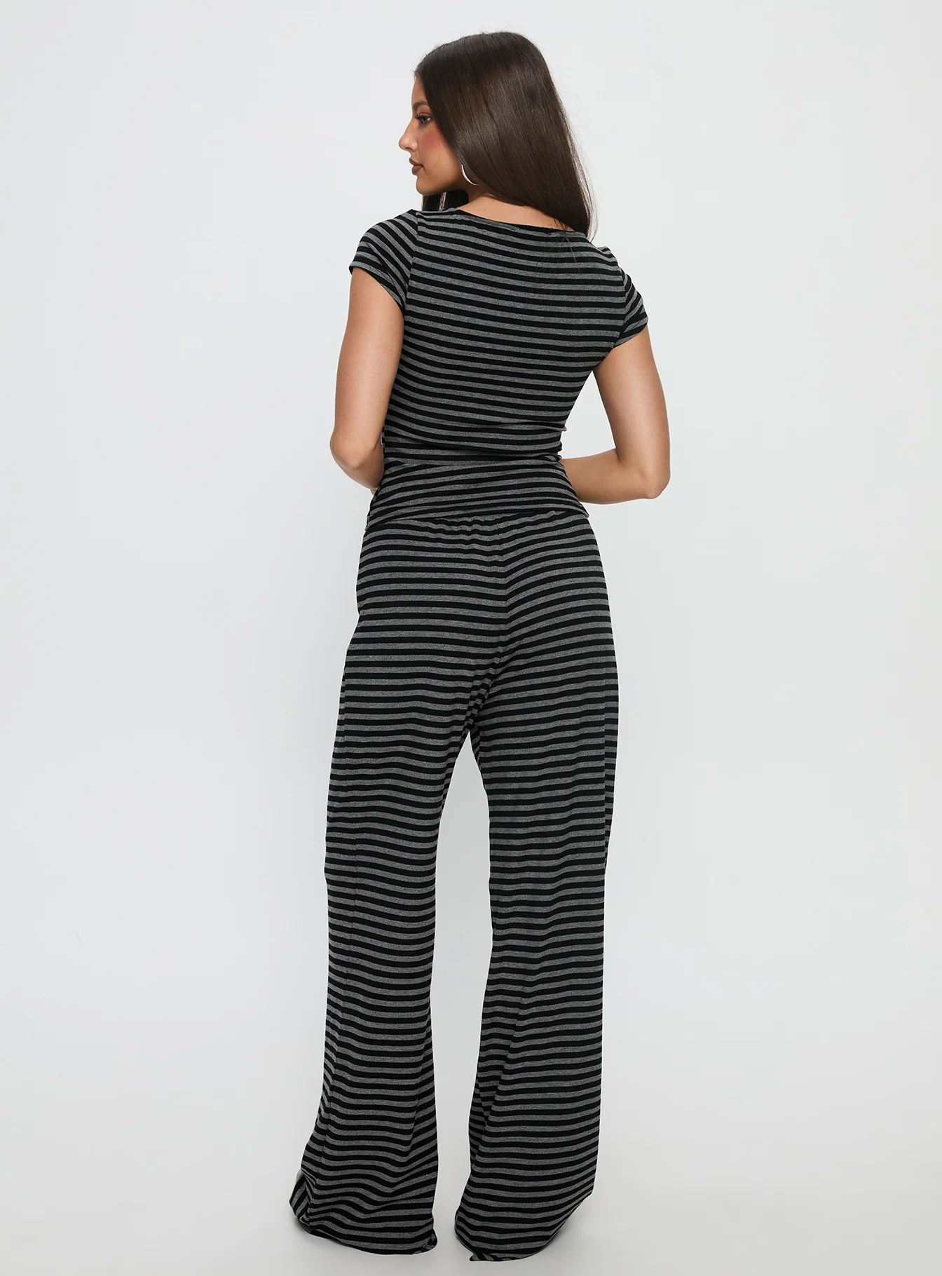 Gavrielle Jersey Wide Leg Pants Stripe - Image 5