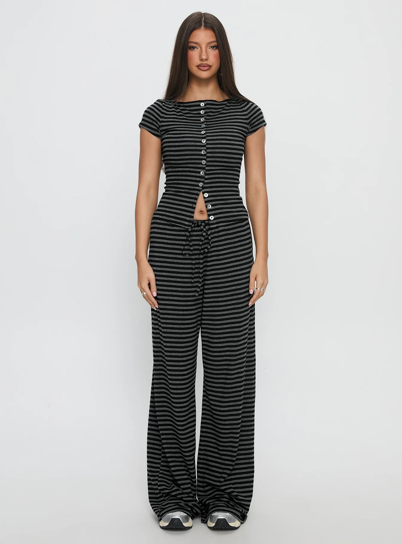 Gavrielle Jersey Wide Leg Pants Stripe - Image 7