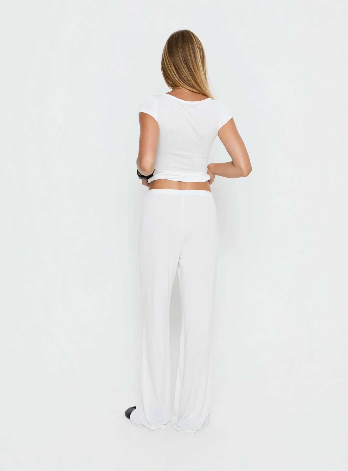 Gavrielle Jersey Wide Leg Pants White - Image 5