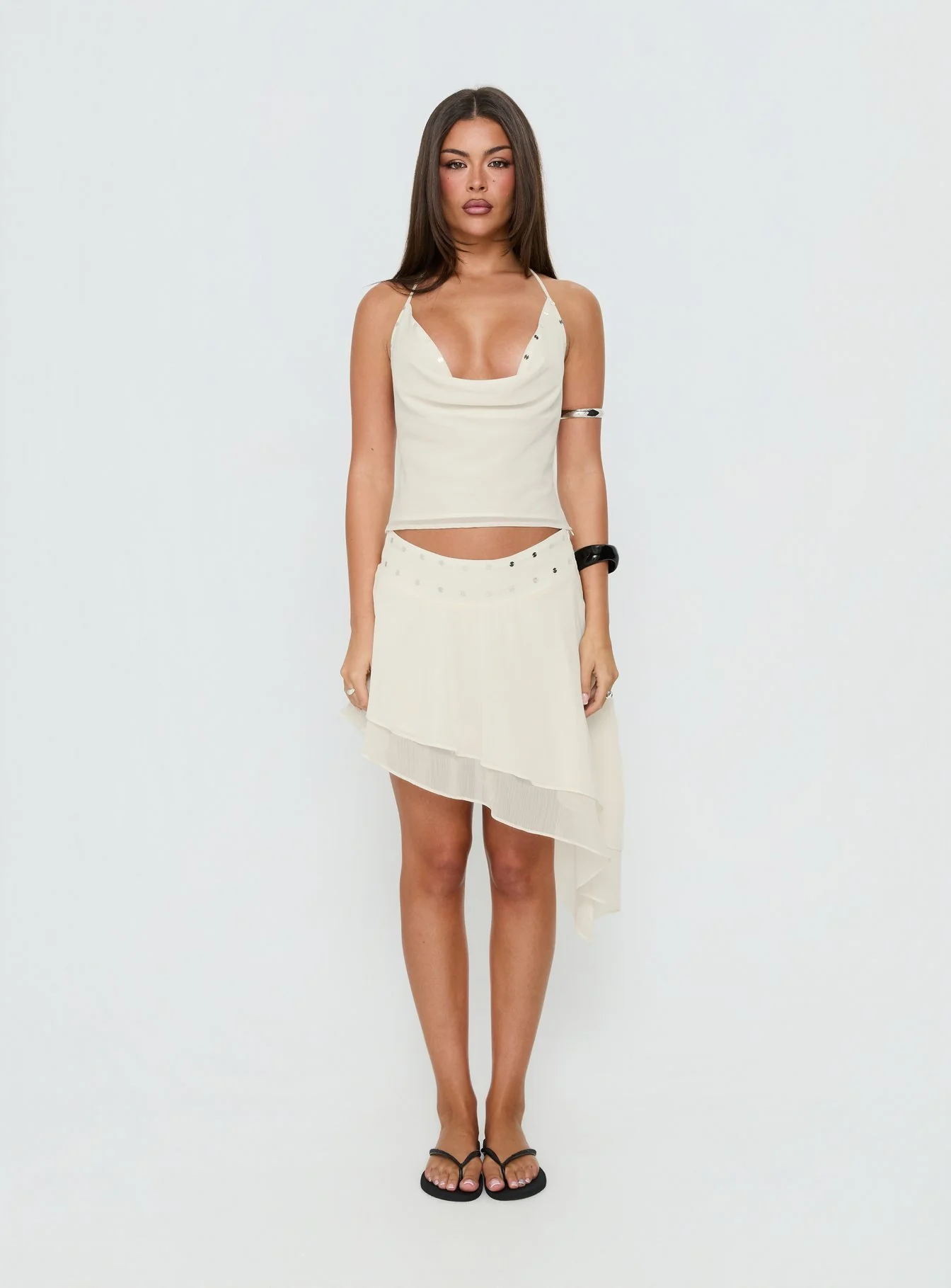 Gemmina Halter Sequin Top Cream - Image 7
