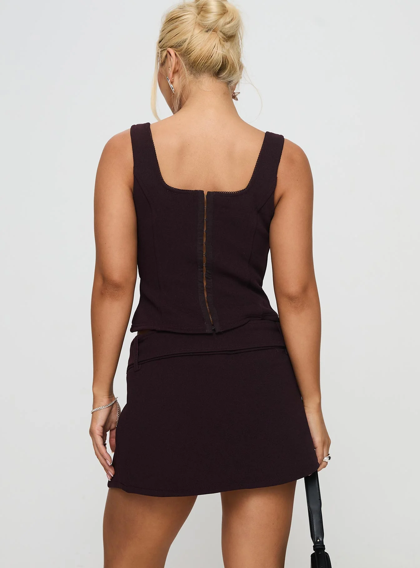 Genessa Belted Micro Mini Skirt Wine - Image 5