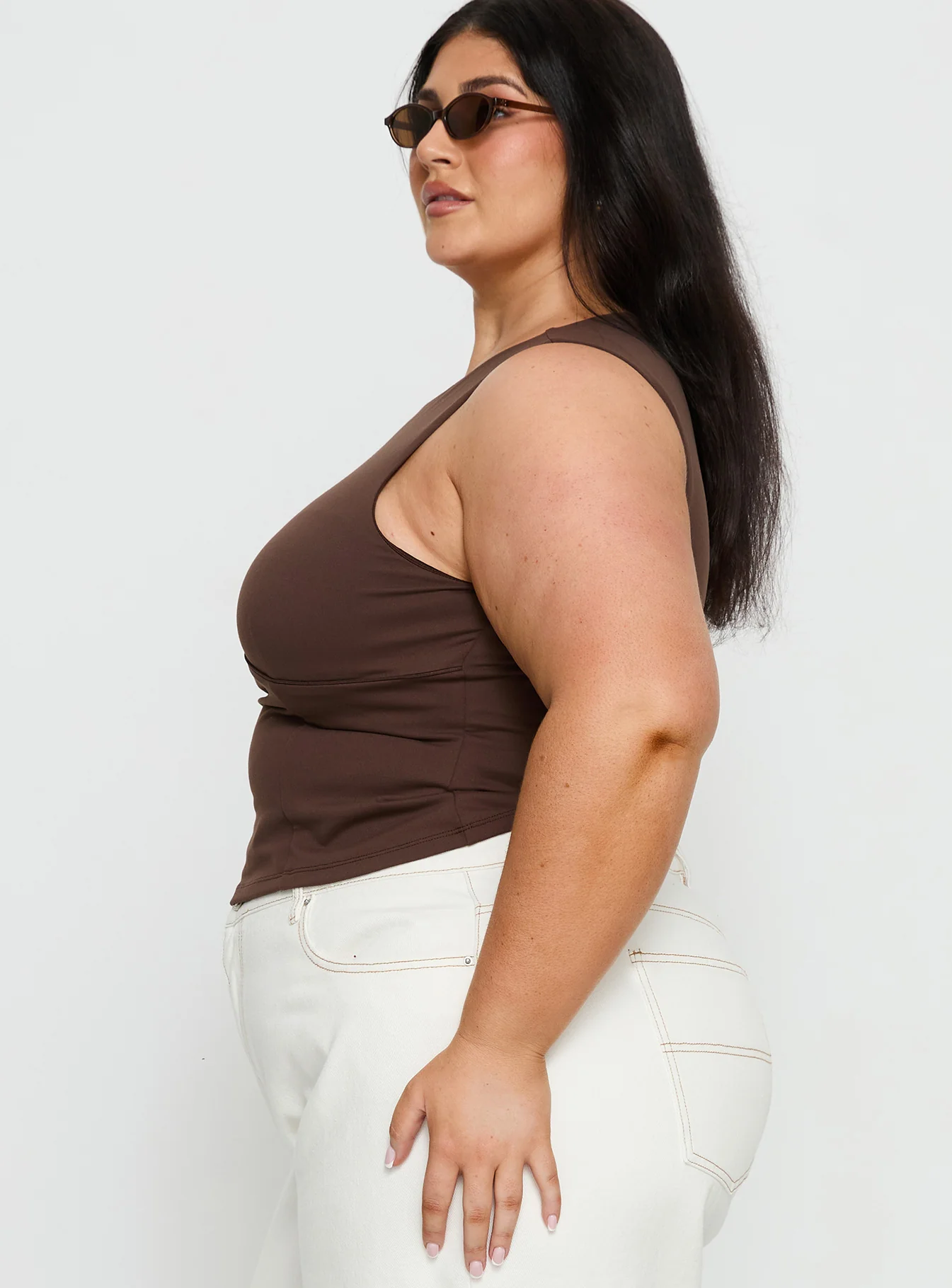 Georgetta Bust Detail Cami Top Brown Curve - Image 3