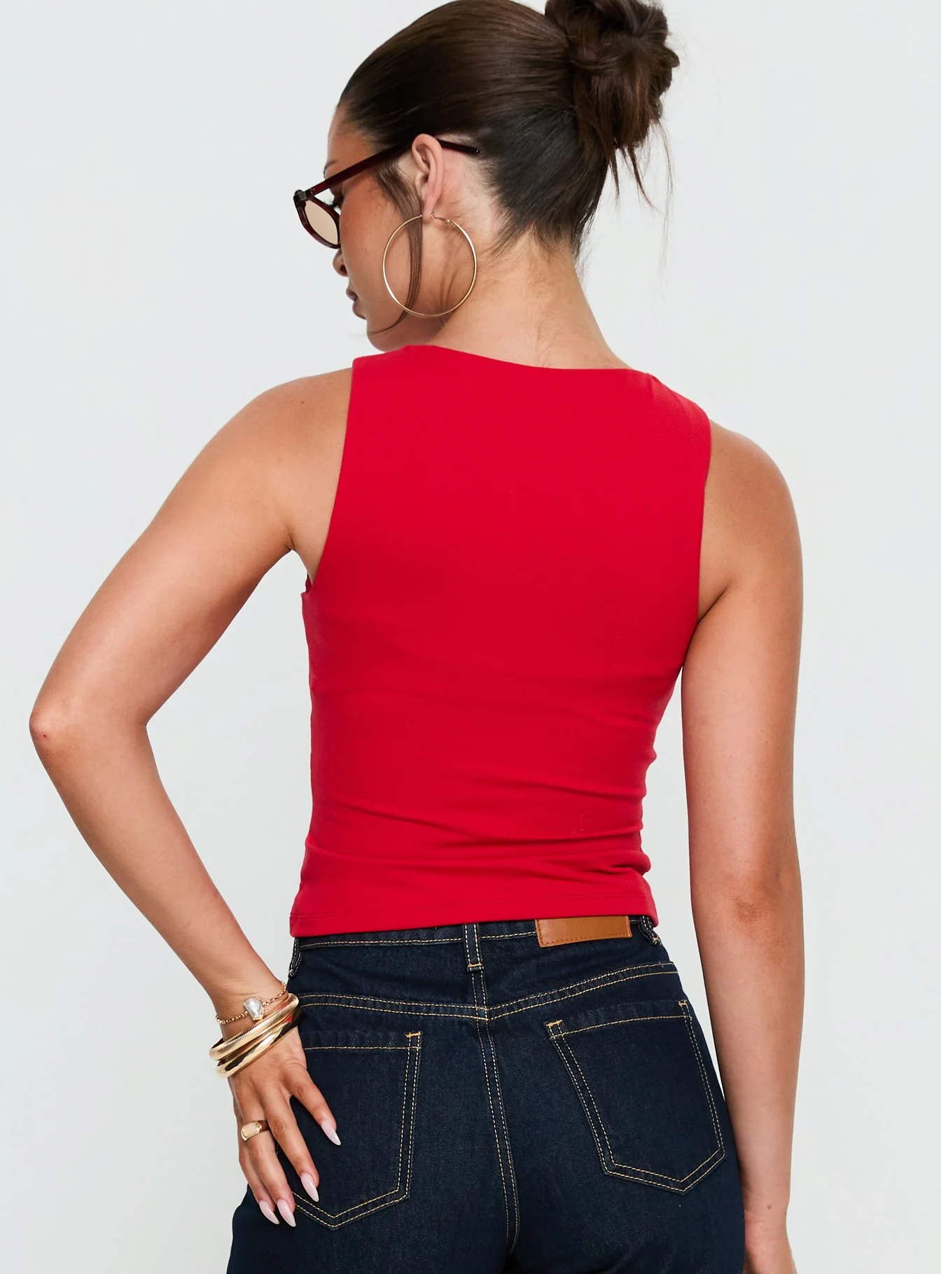 Georgetta Bust Detail Cami Top Red - Image 5