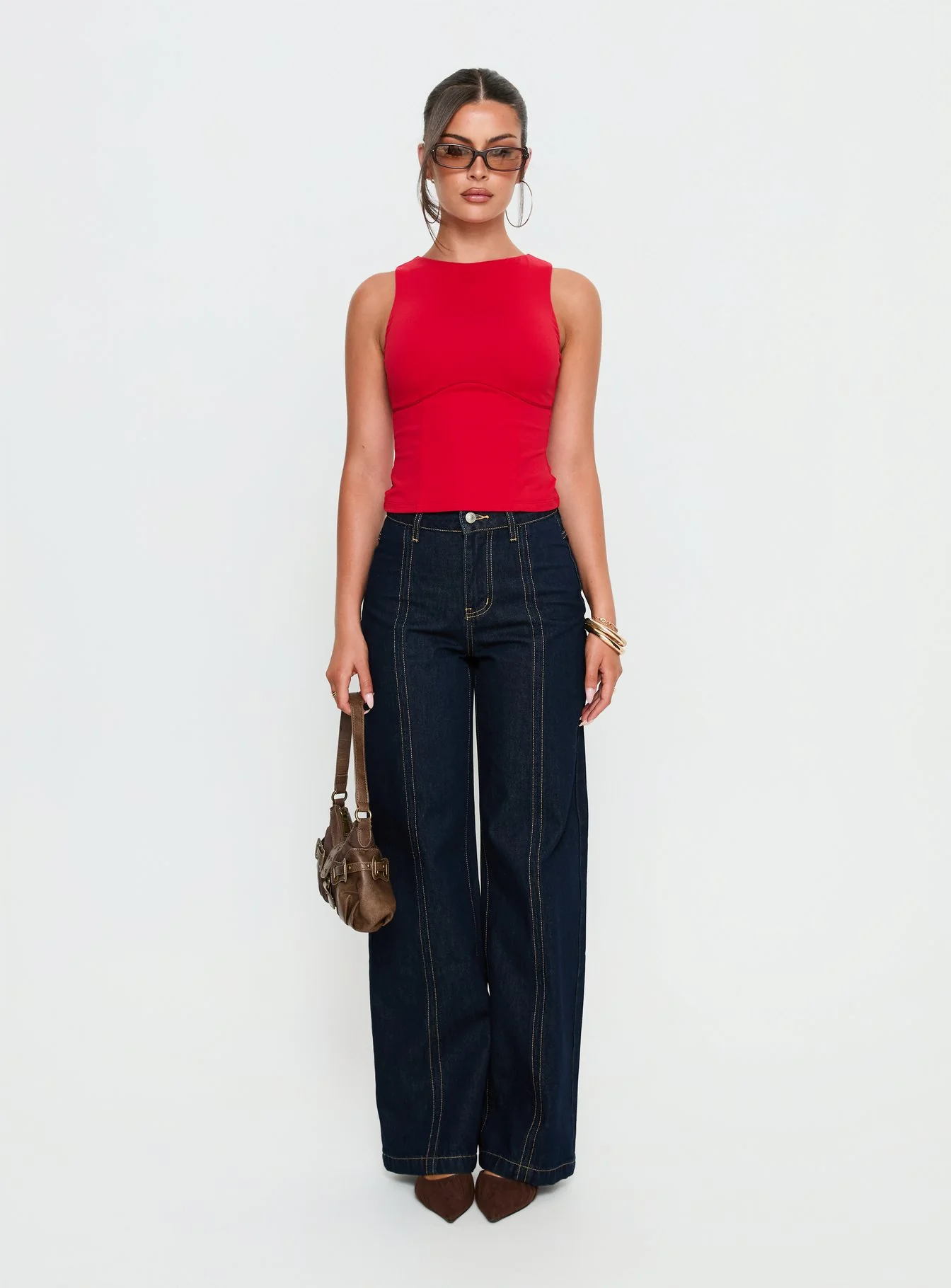 Georgetta Bust Detail Cami Top Red - Image 7
