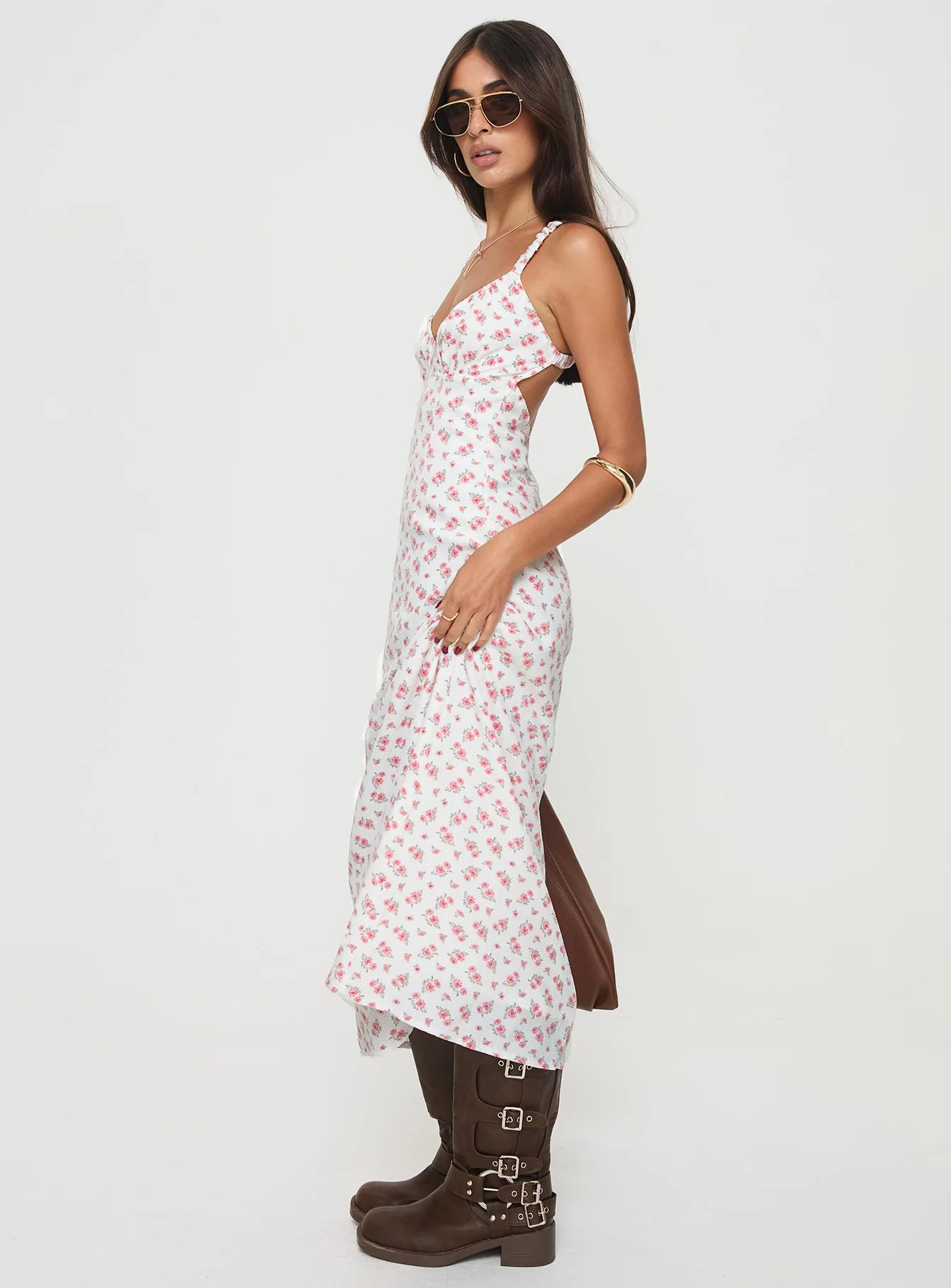 Georgia Midi Dress White / Pink Floral - Image 4