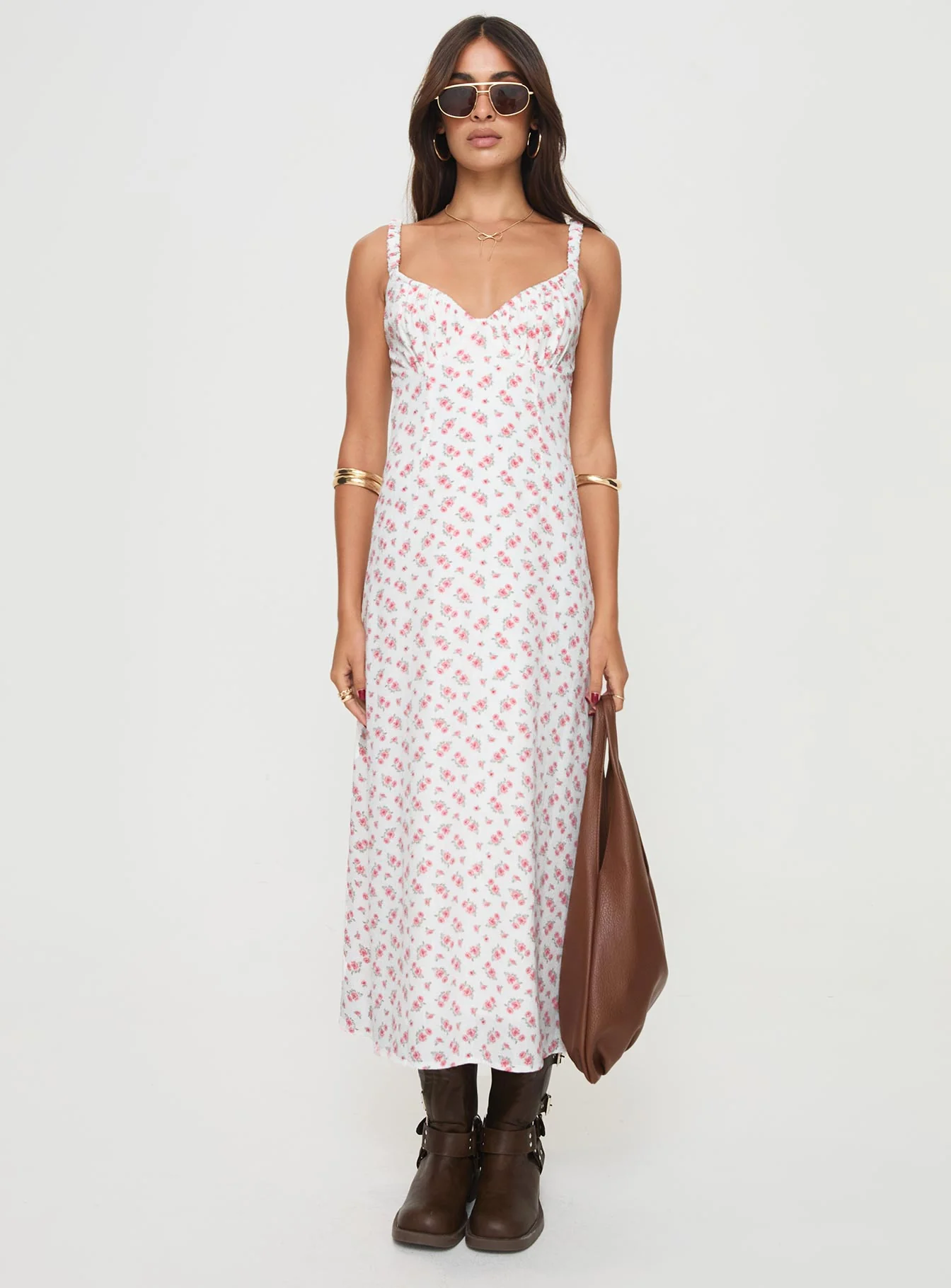 Georgia Midi Dress White / Pink Floral - Image 7