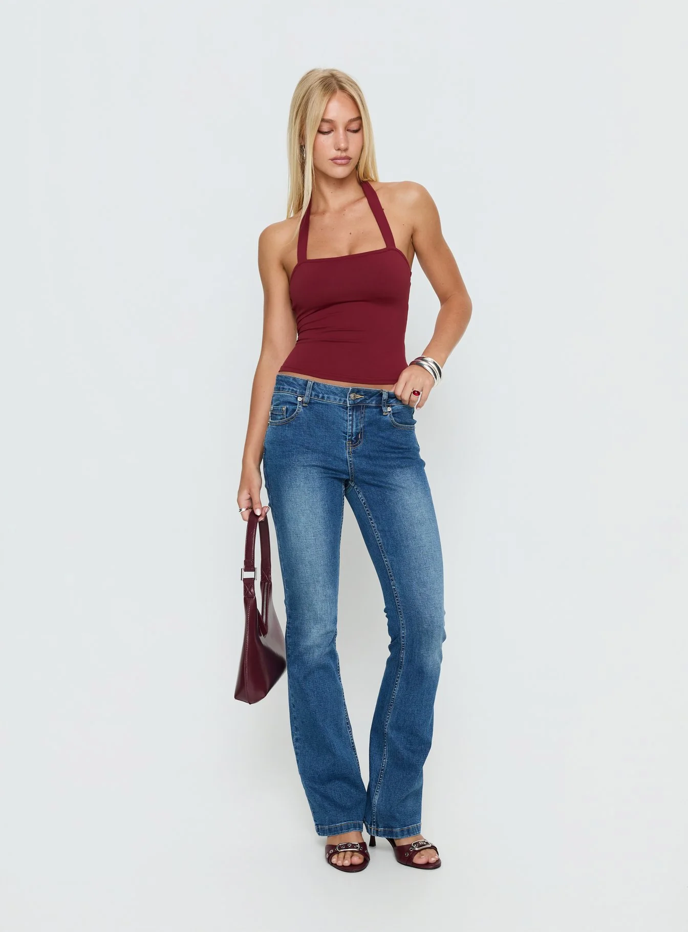 Ghisella Square Neck Halter Top Cherry - Image 3