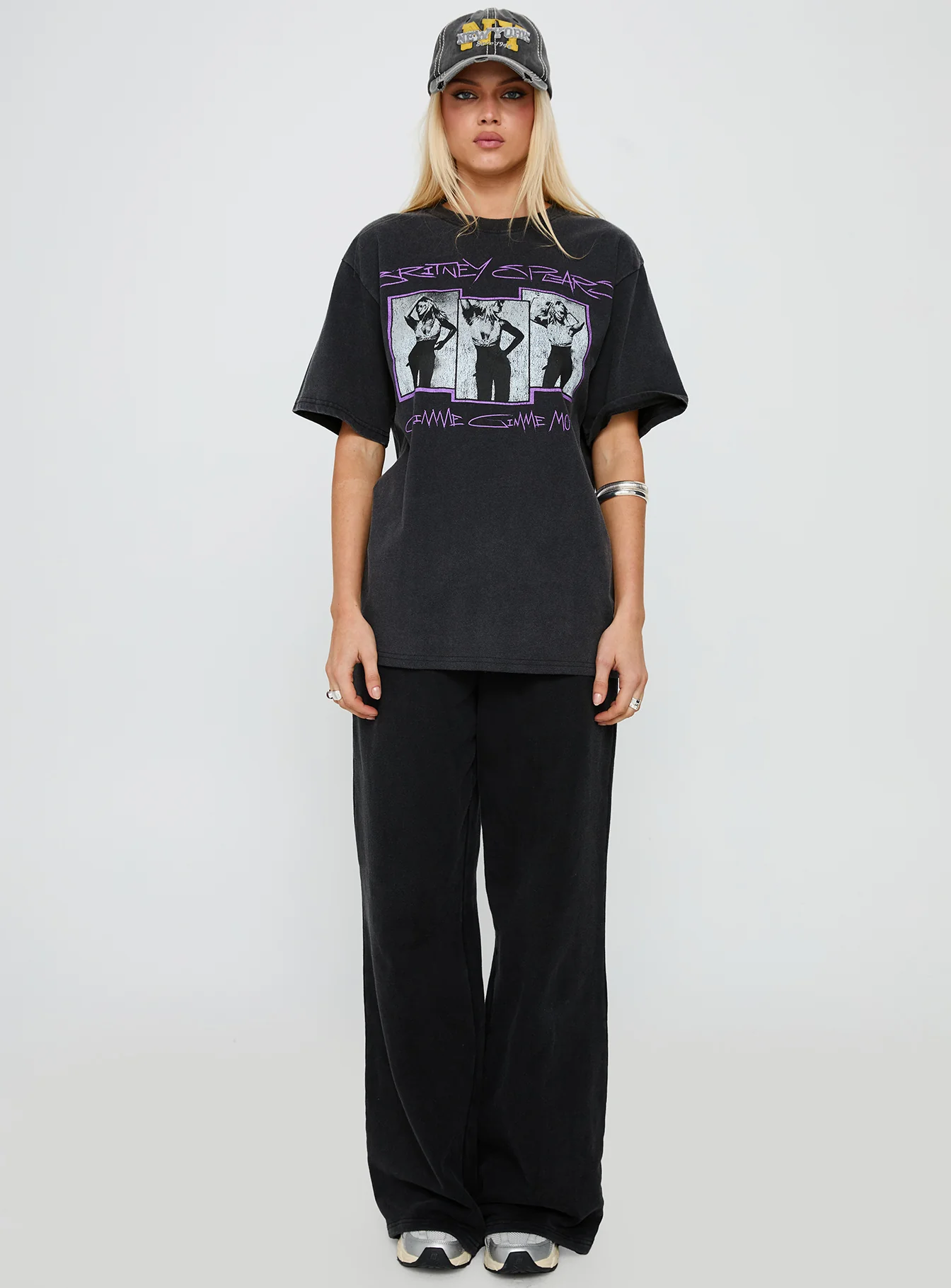 Britney Spears Gimme More Oversized Graphic Top Washed Black - Image 6